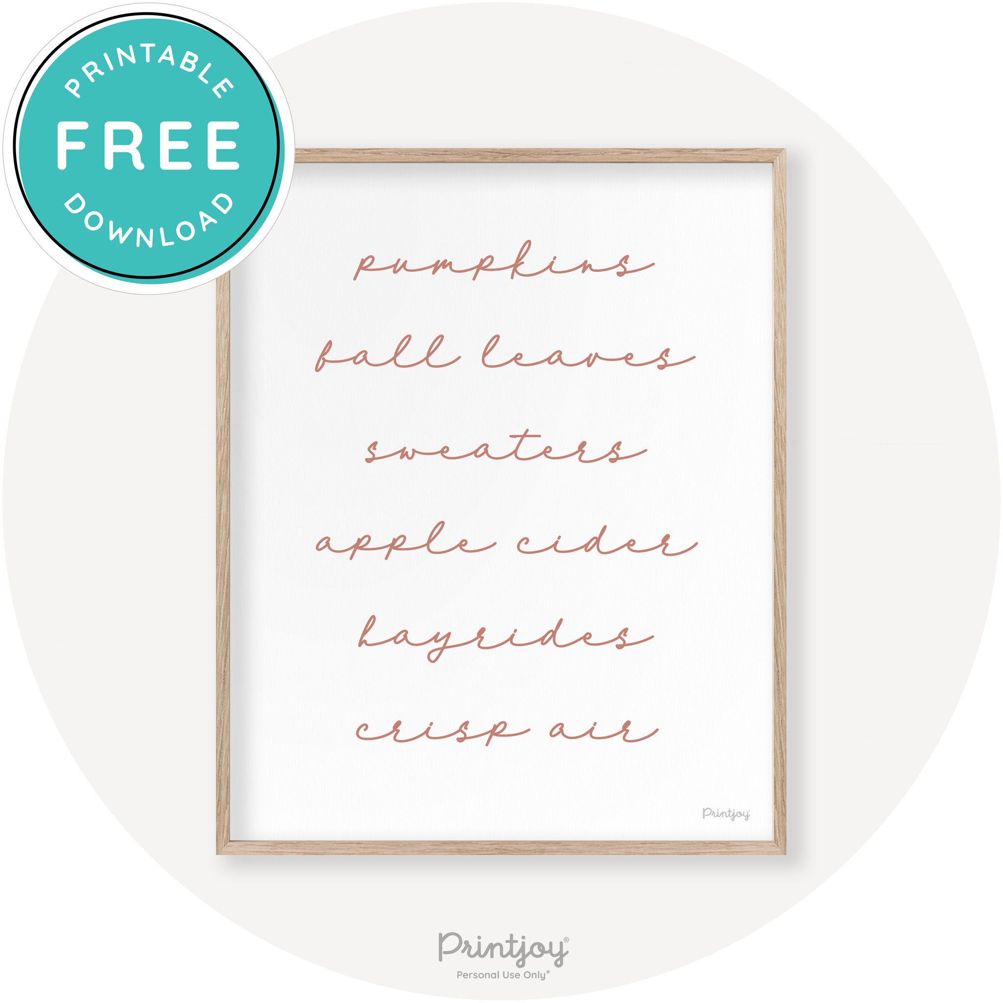 Fall Favorite Things Cute Modern Chic Decor Wall Art Printable - Printjoy