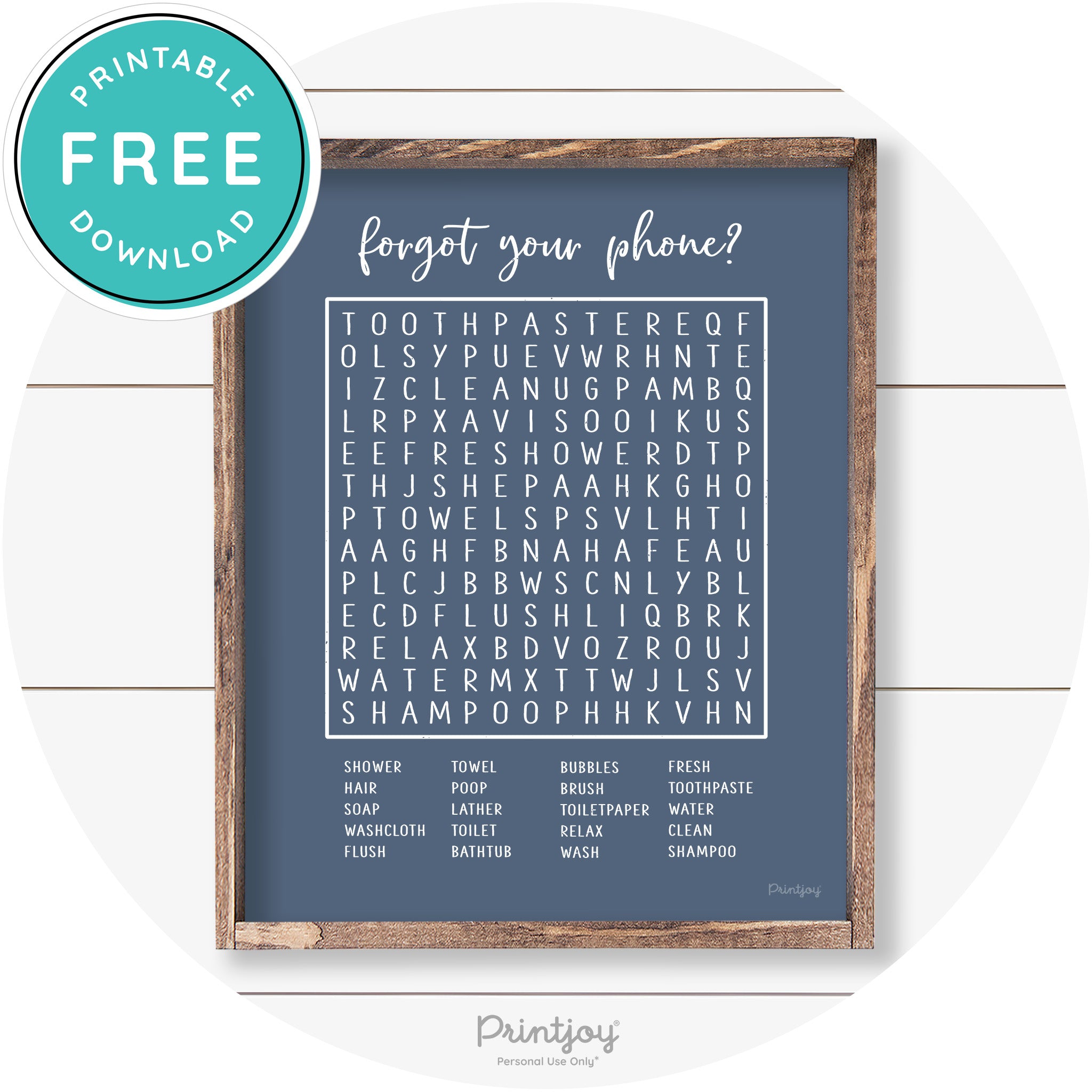 Forgot Your Phone Word Search Funny Bathroom Art Free Printable - Printjoy