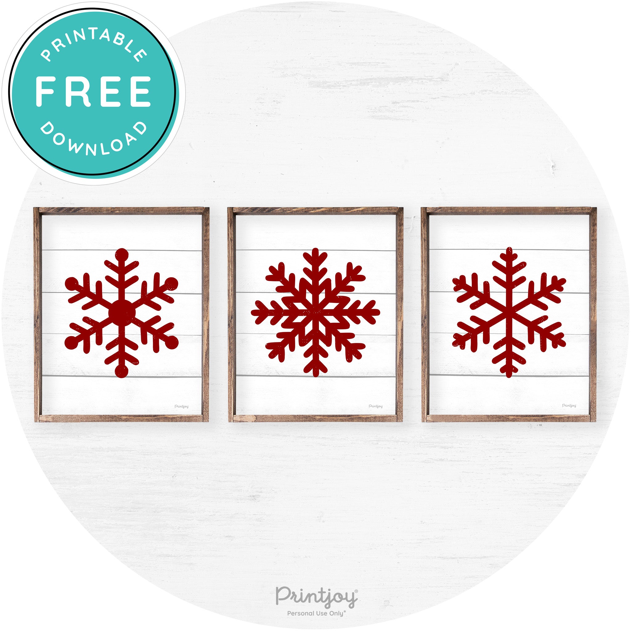 Snowflake Silhouettes Set Of 3 Christmas Farmhouse Art Free Printable - Printjoy