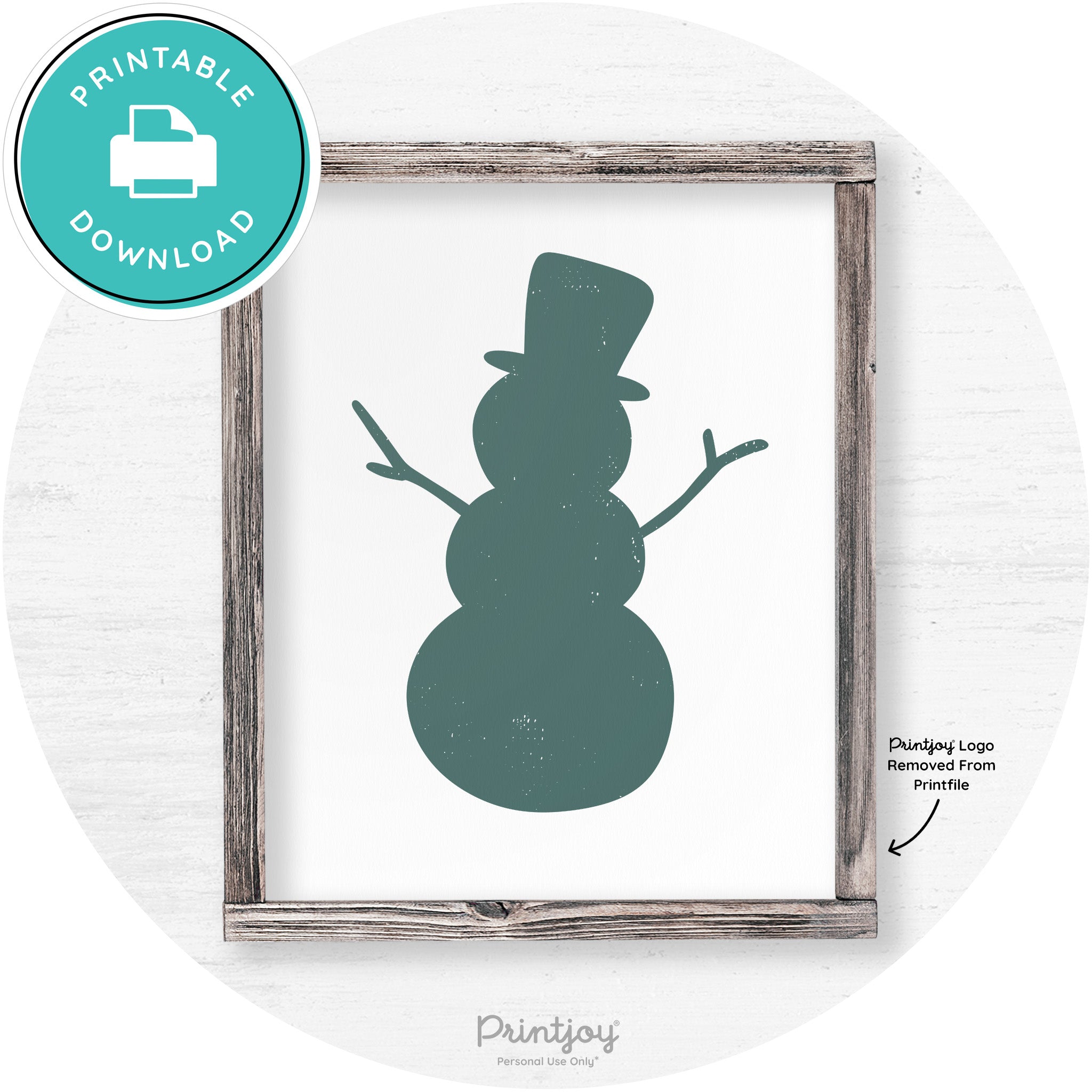 Snowman Silhouette Winter Farmhouse Wall Art Decor Free Printable - Printjoy