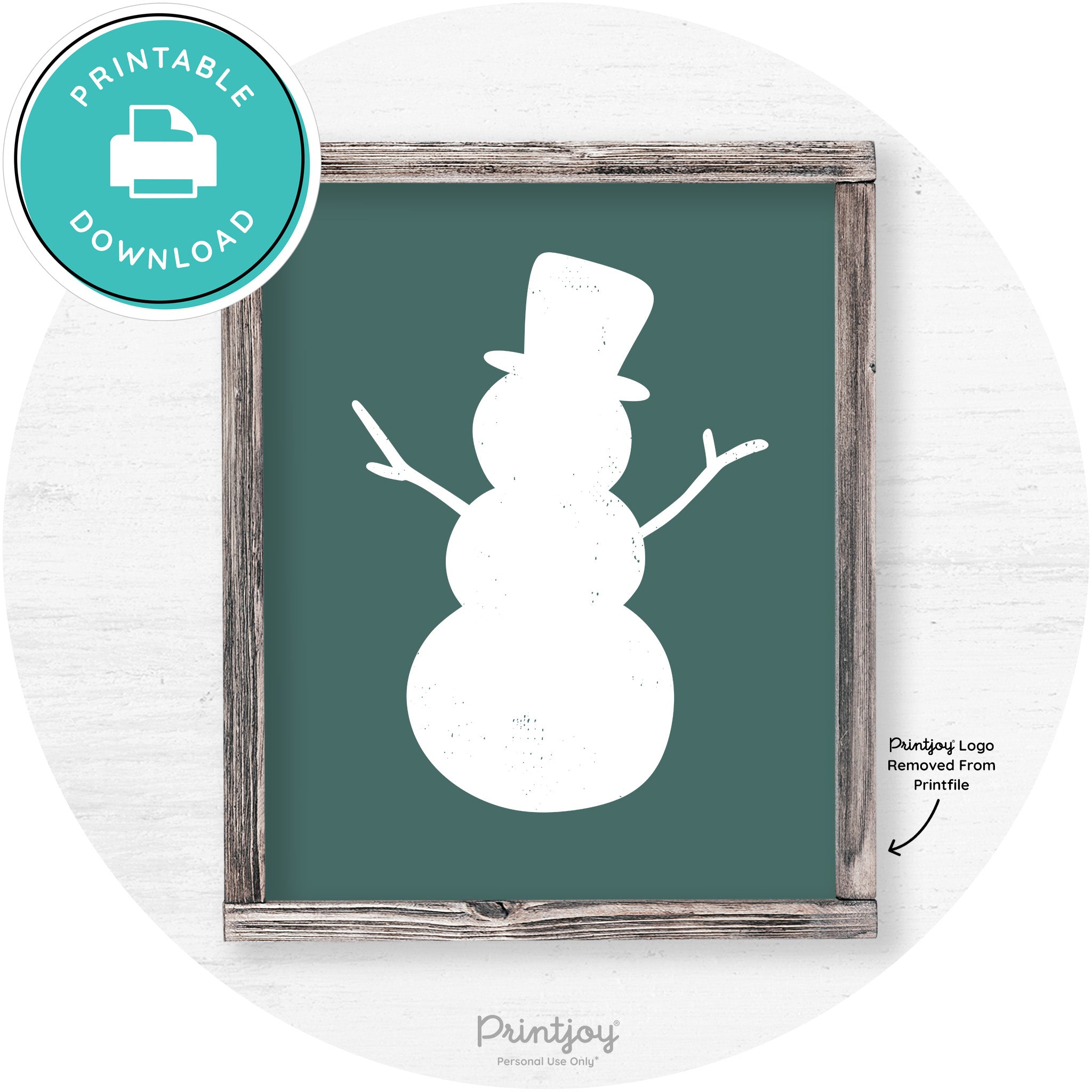 Snowman Silhouette Winter Farmhouse Wall Art Decor Free Printable - Printjoy