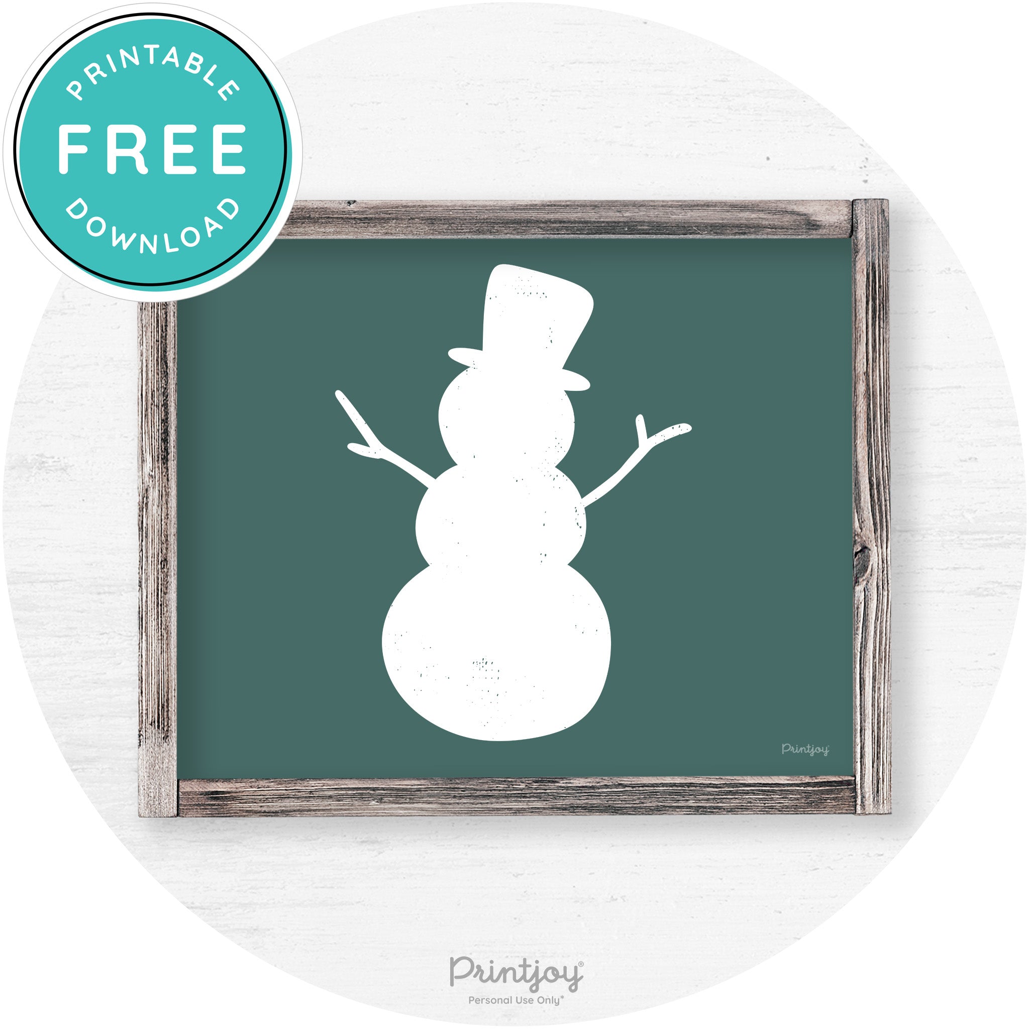 Snowman Silhouette Winter Farmhouse Wall Art Decor Free Printable - Printjoy