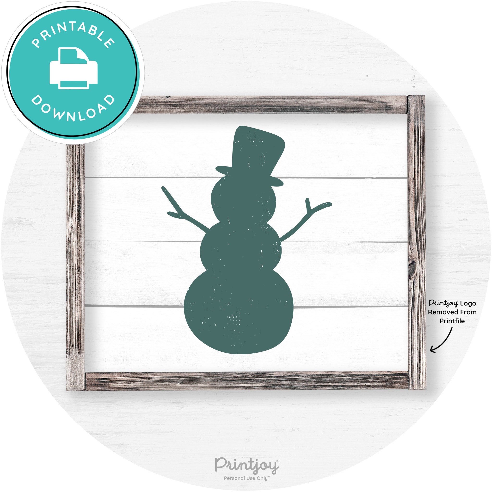 Snowman Silhouette Winter Farmhouse Wall Art Decor Free Printable - Printjoy