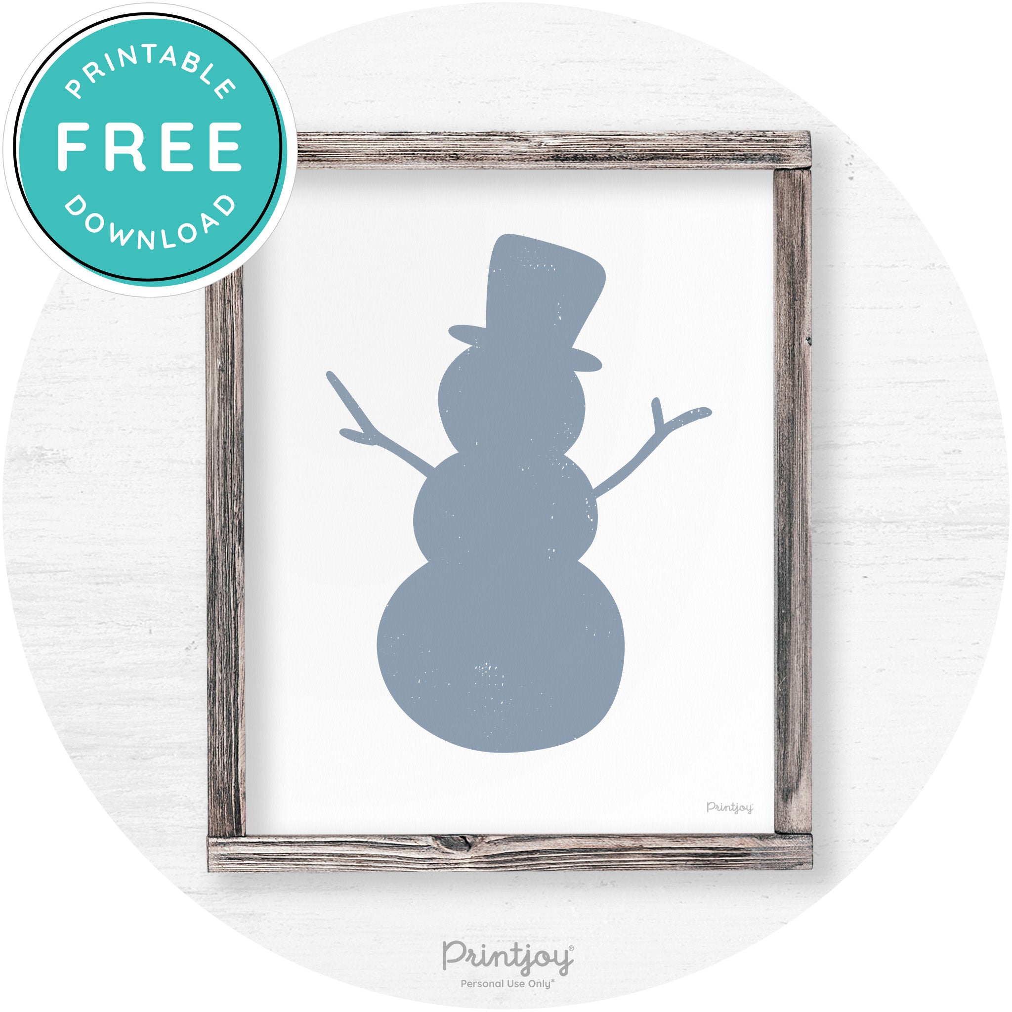 Snowman Silhouette Winter Farmhouse Wall Art Decor Free Printable - Printjoy