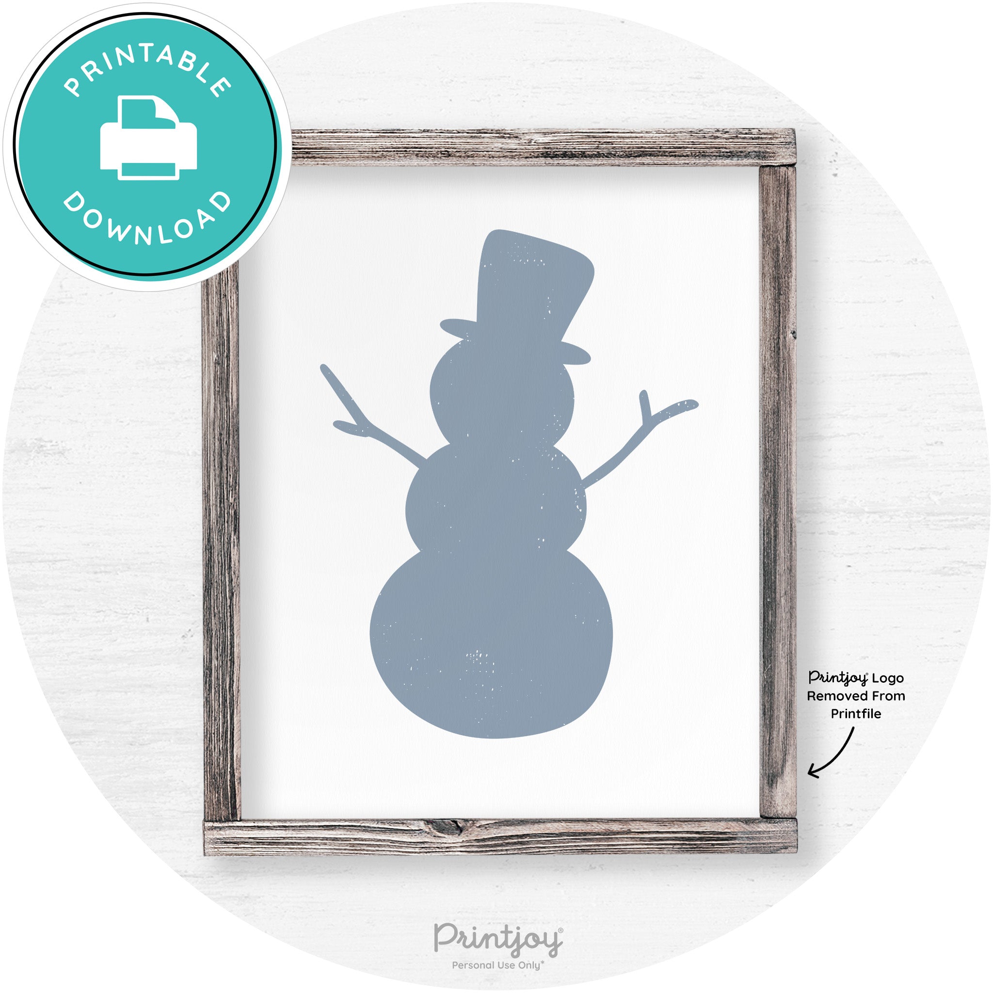 Snowman Silhouette Winter Farmhouse Wall Art Decor Free Printable - Printjoy
