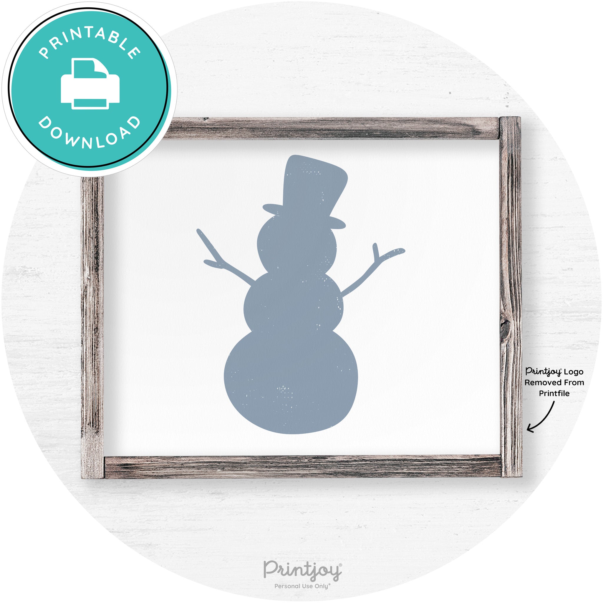 Snowman Silhouette Winter Farmhouse Wall Art Decor Free Printable - Printjoy