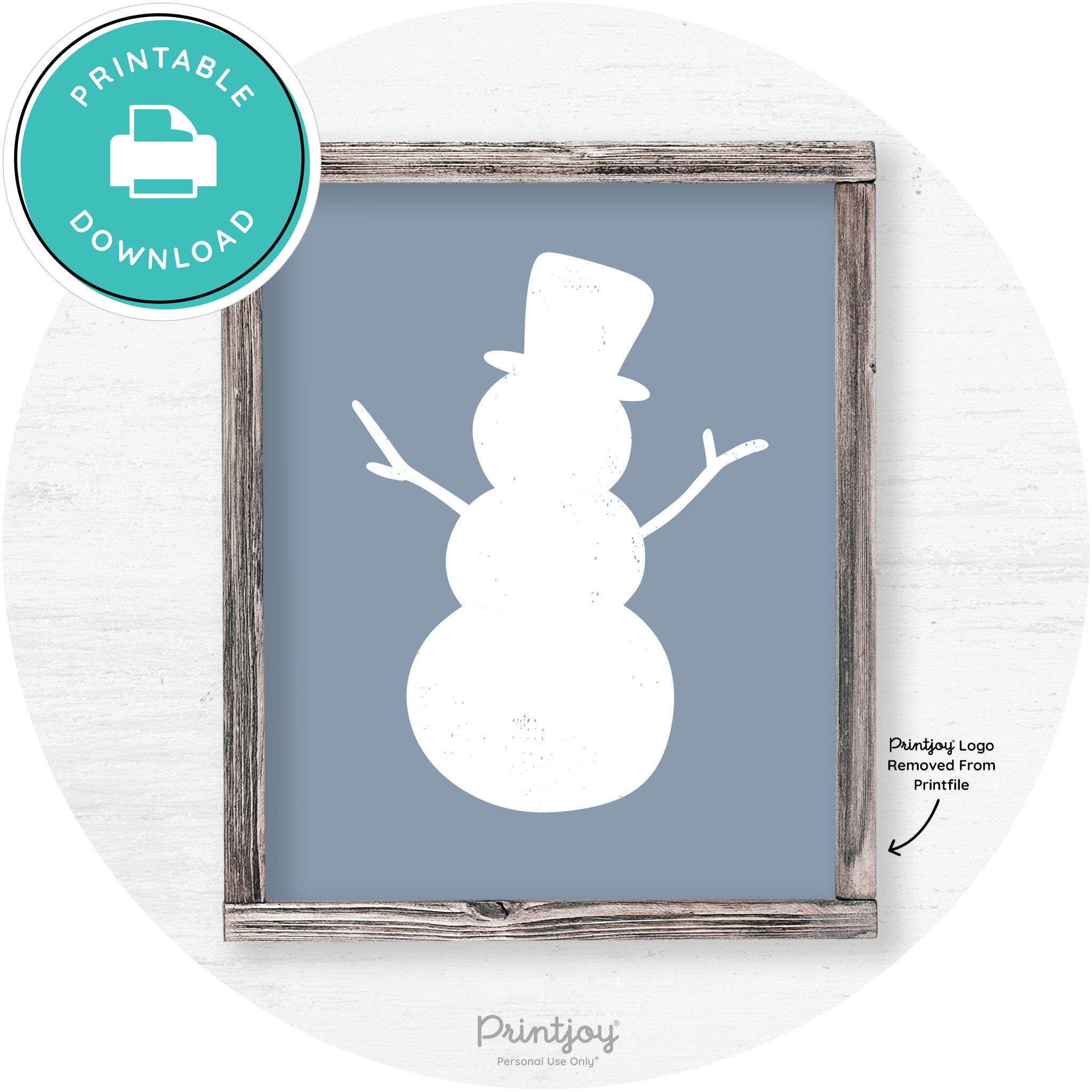 Snowman Silhouette Winter Farmhouse Wall Art Decor Free Printable - Printjoy