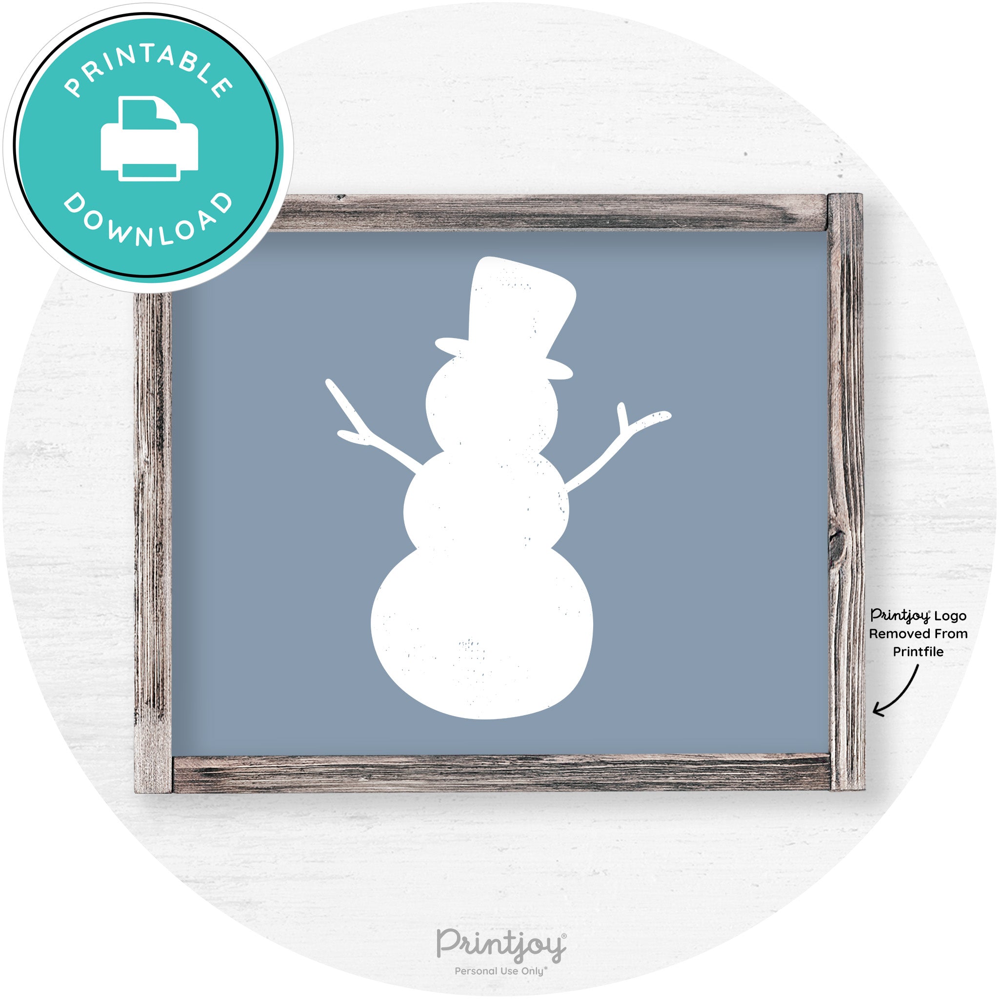 Snowman Silhouette Winter Farmhouse Wall Art Decor Free Printable - Printjoy