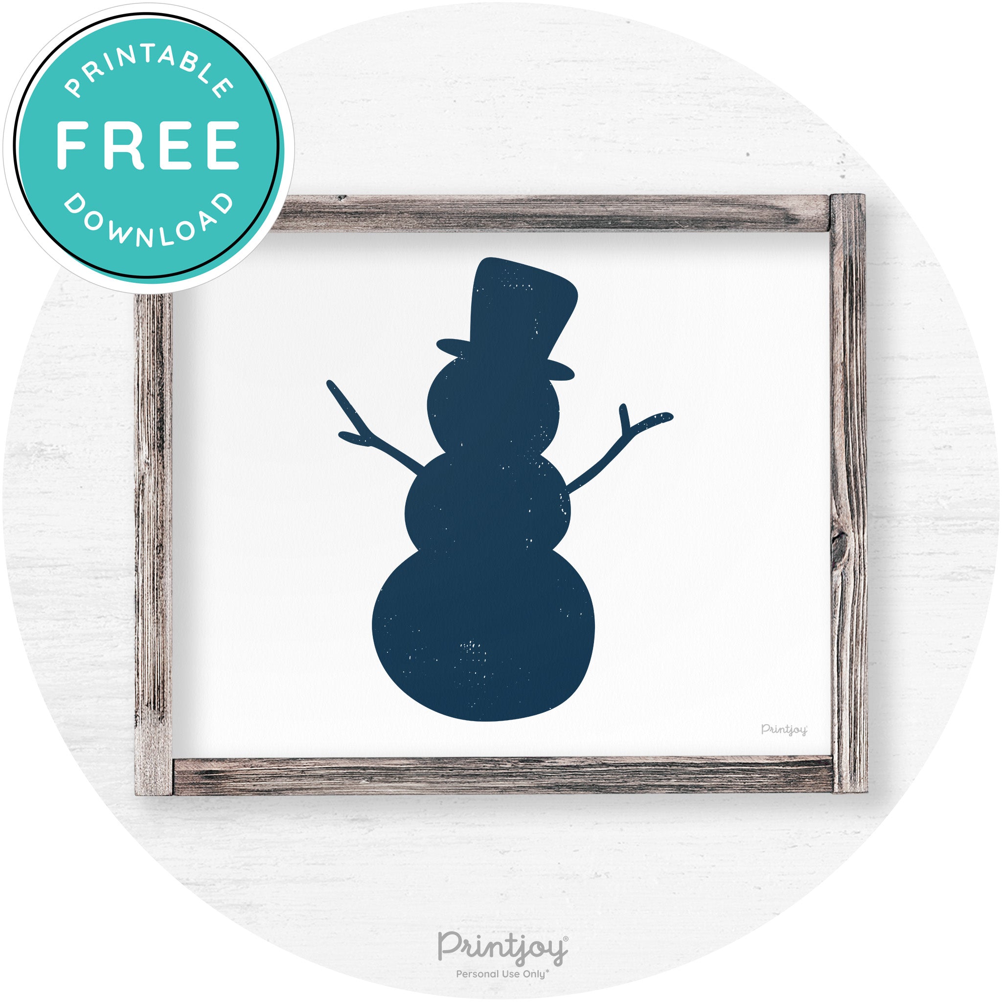 Snowman Silhouette Winter Farmhouse Wall Art Decor Free Printable - Printjoy