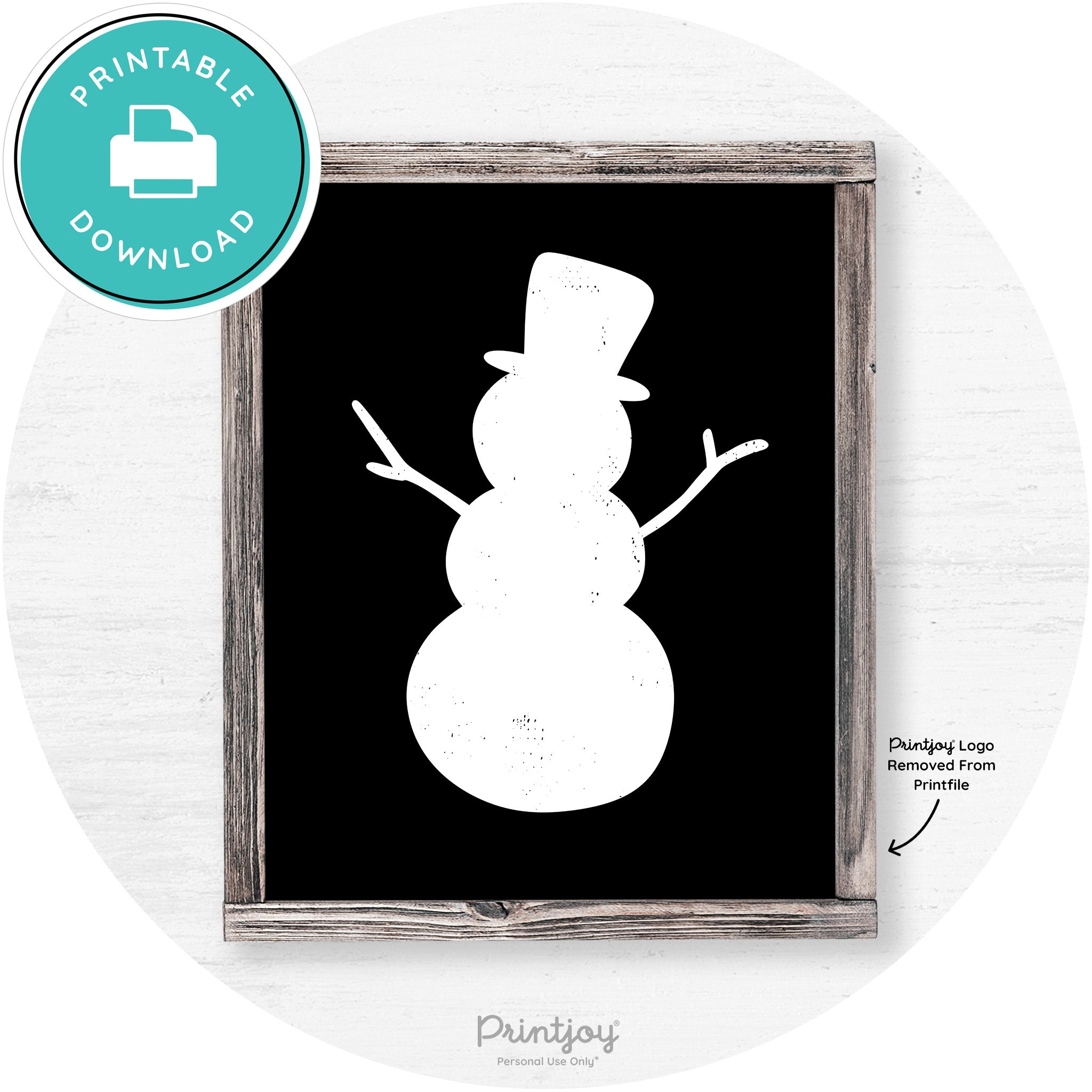 Snowman Silhouette Winter Farmhouse Wall Art Decor Free Printable - Printjoy