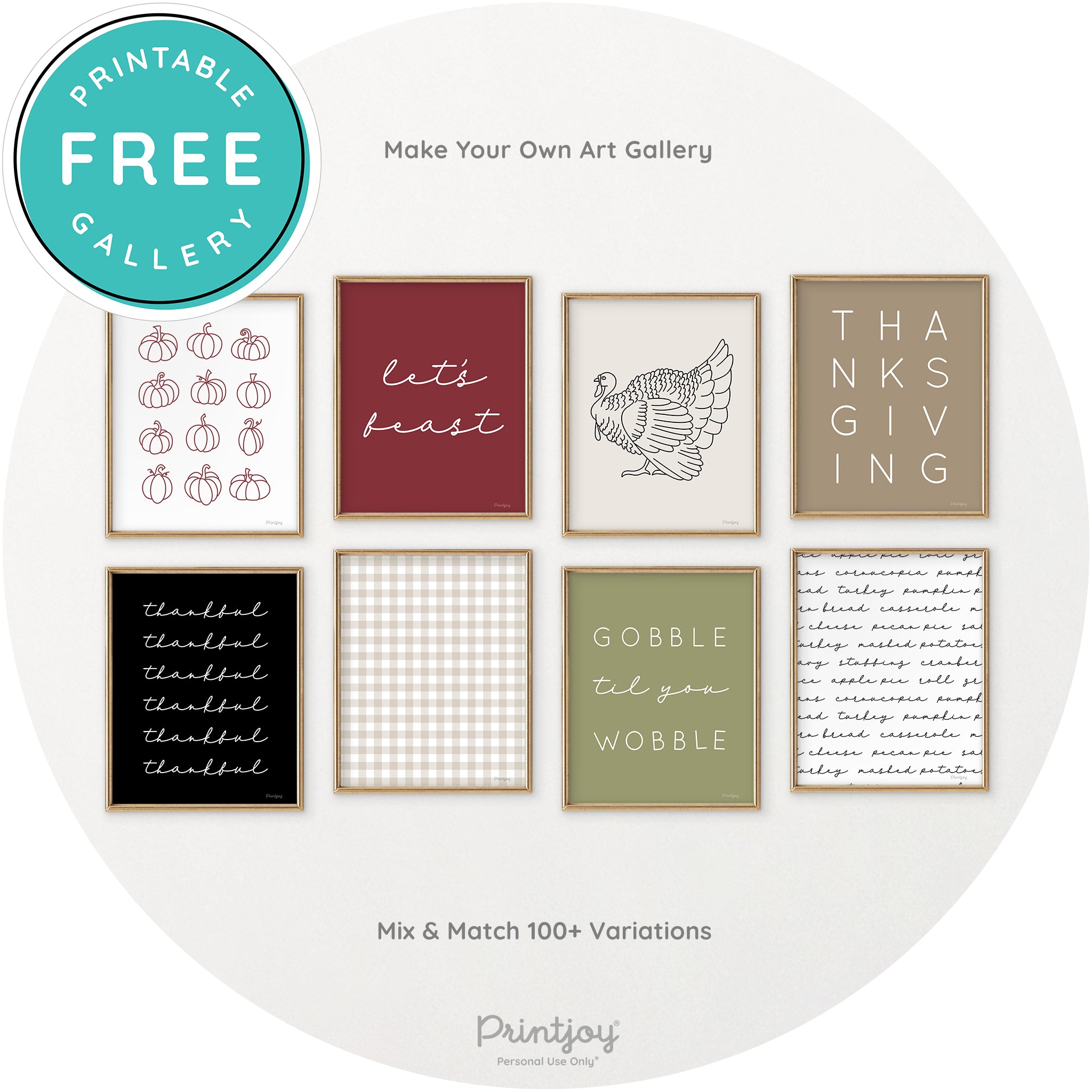 Thanksgiving Plaid Accent Modern Chic Wall Art Decor Free Printable - Printjoy