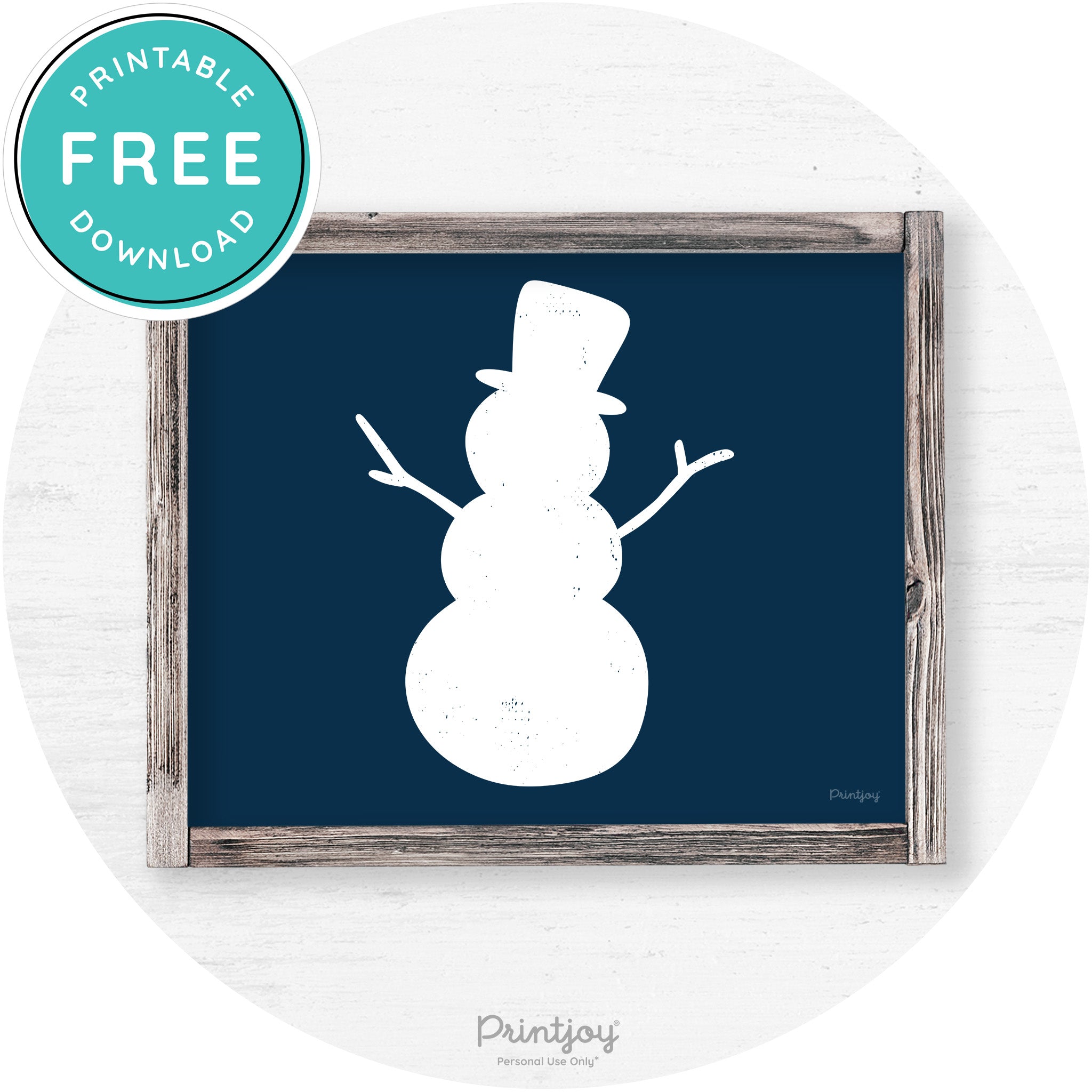 Snowman Silhouette Winter Farmhouse Wall Art Decor Free Printable - Printjoy
