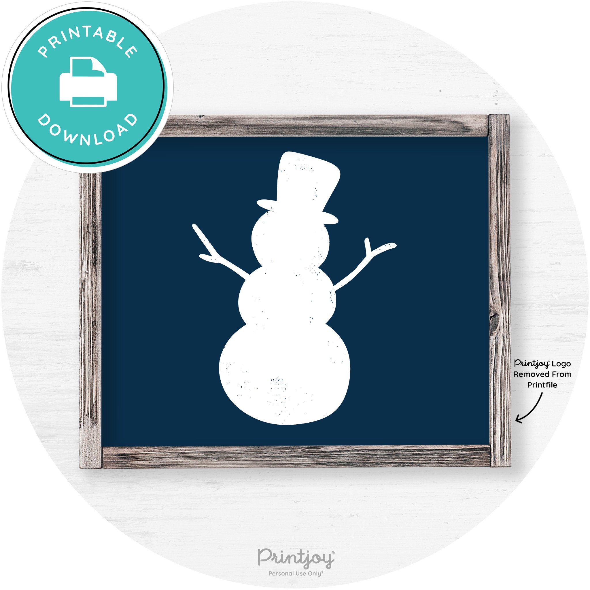 Snowman Silhouette Winter Farmhouse Wall Art Decor Free Printable - Printjoy