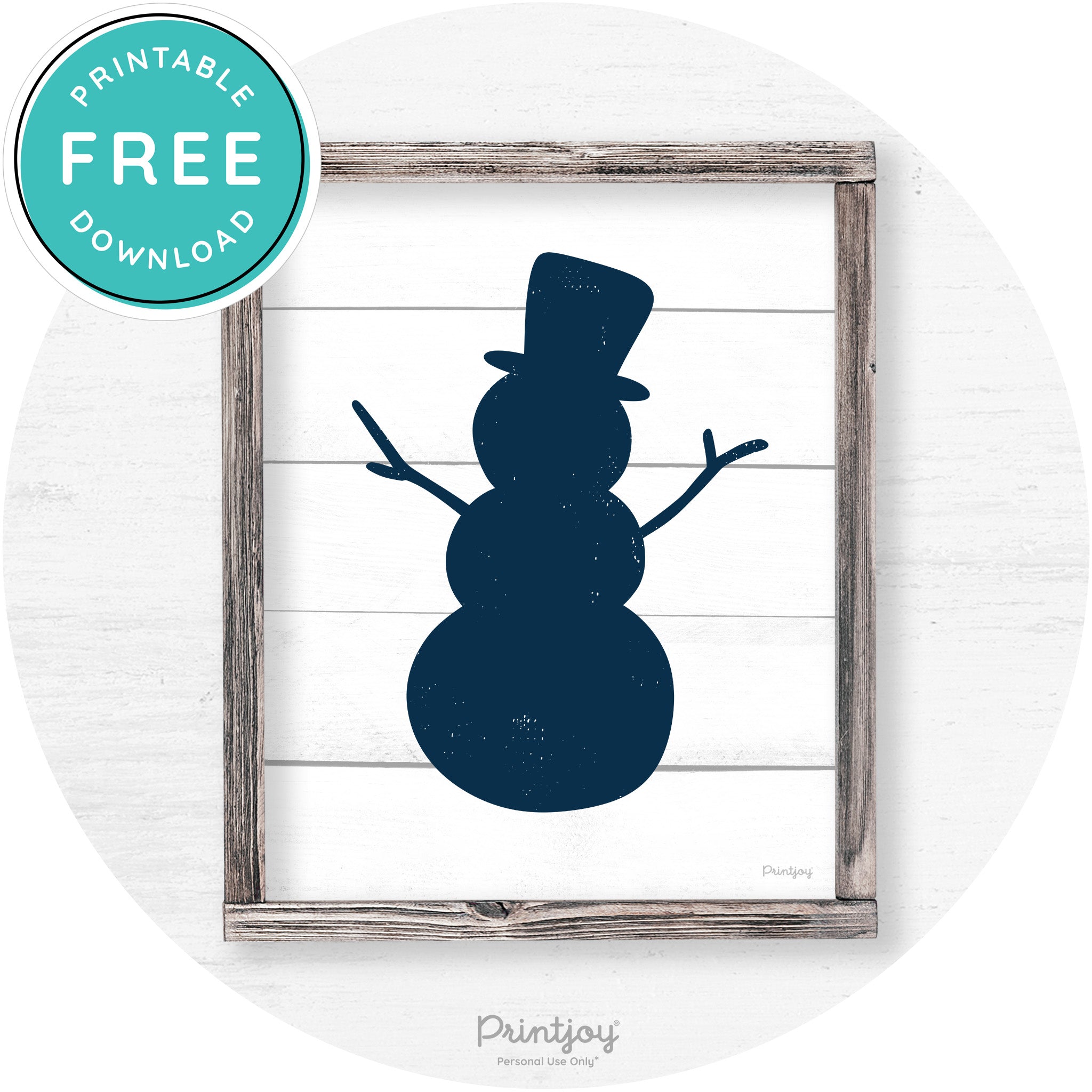 Snowman Silhouette Winter Farmhouse Wall Art Decor Free Printable - Printjoy