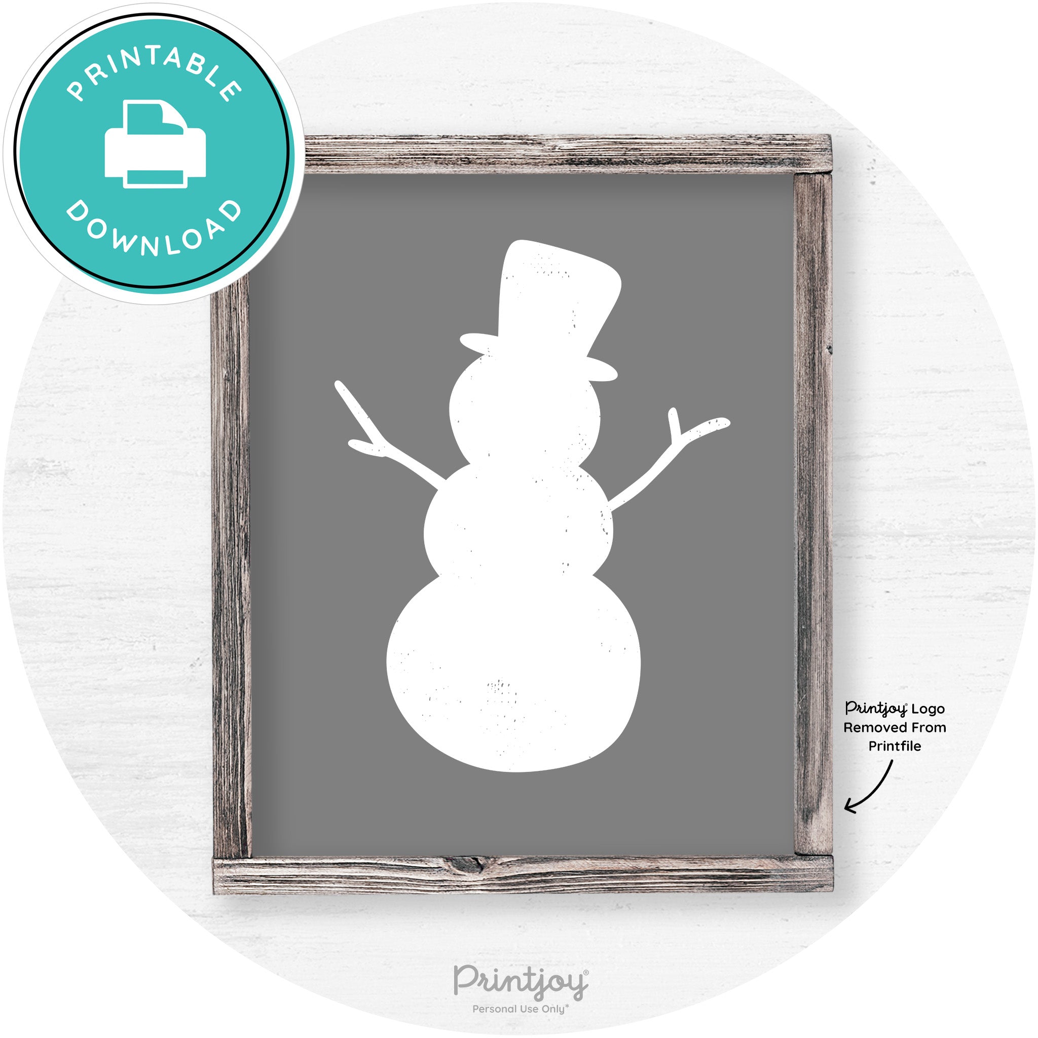 Snowman Silhouette Winter Farmhouse Wall Art Decor Free Printable - Printjoy