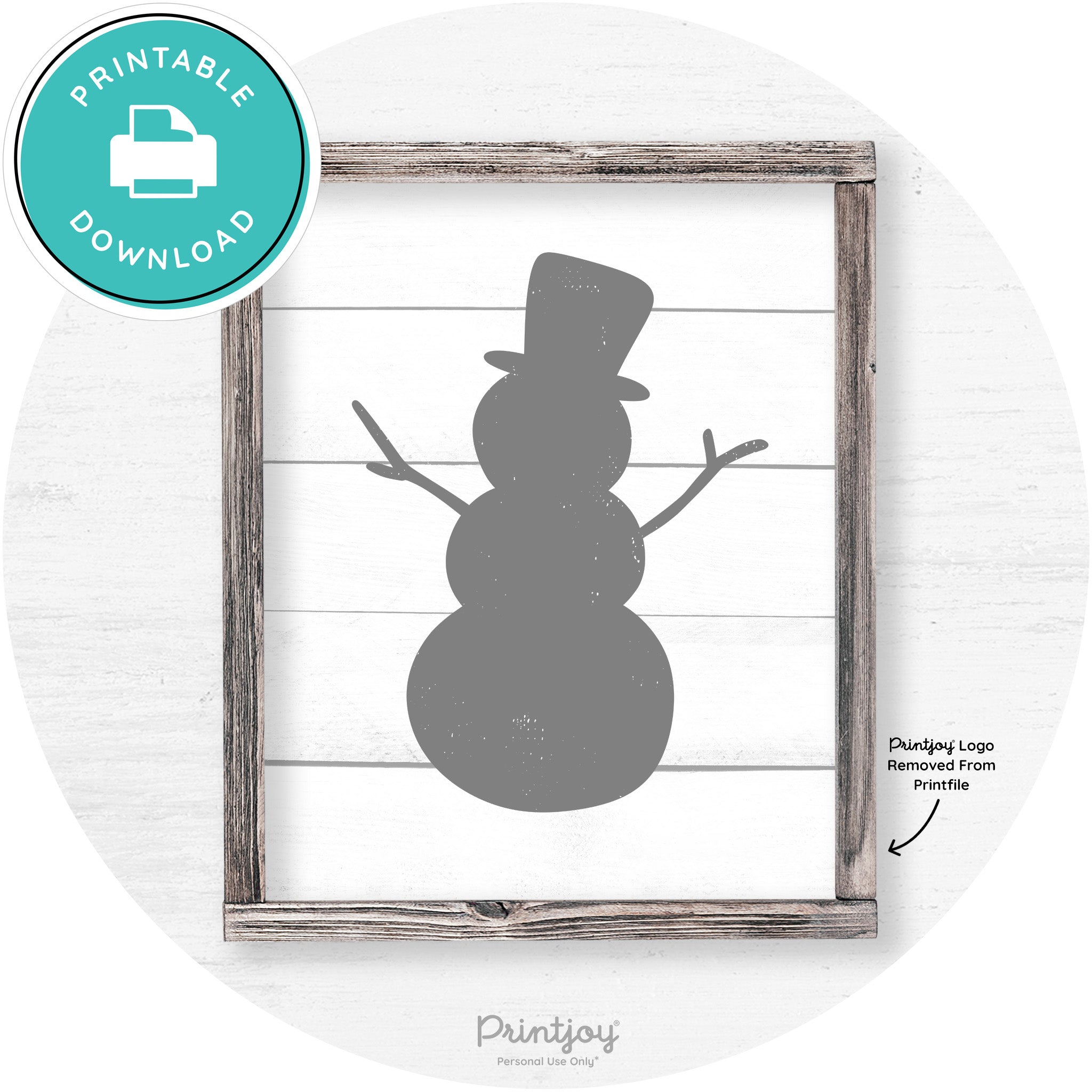 Snowman Silhouette Winter Farmhouse Wall Art Decor Free Printable - Printjoy