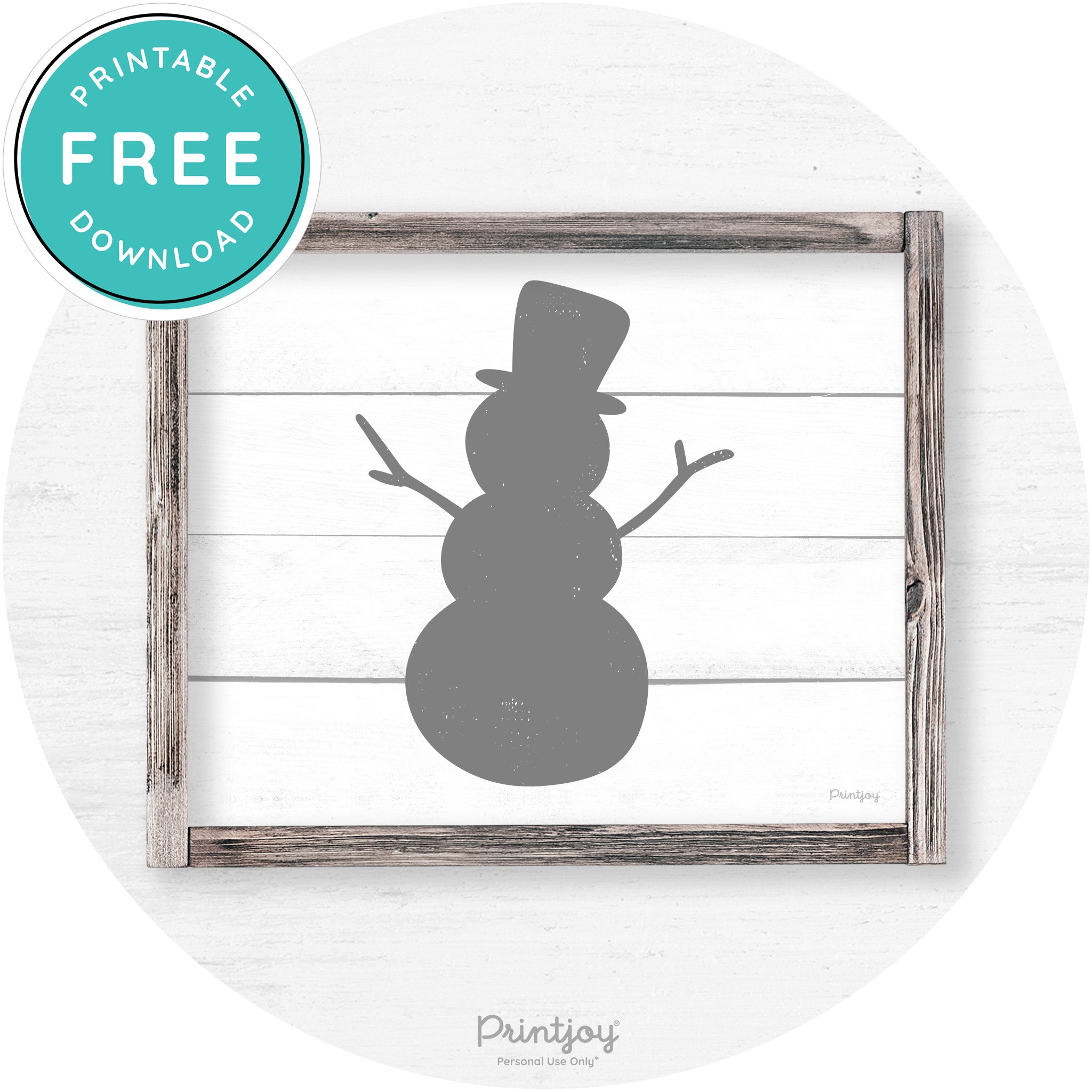 Snowman Silhouette Winter Farmhouse Wall Art Decor Free Printable - Printjoy
