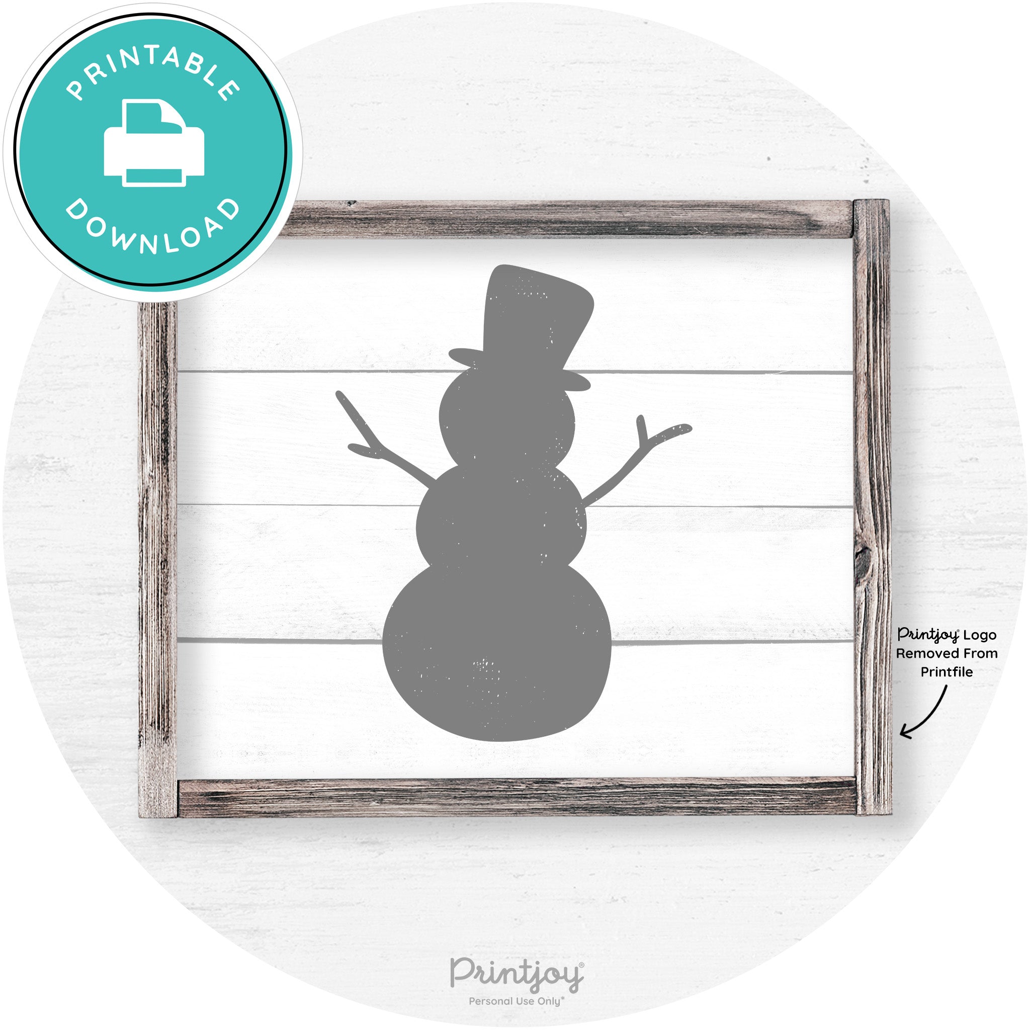Snowman Silhouette Winter Farmhouse Wall Art Decor Free Printable - Printjoy