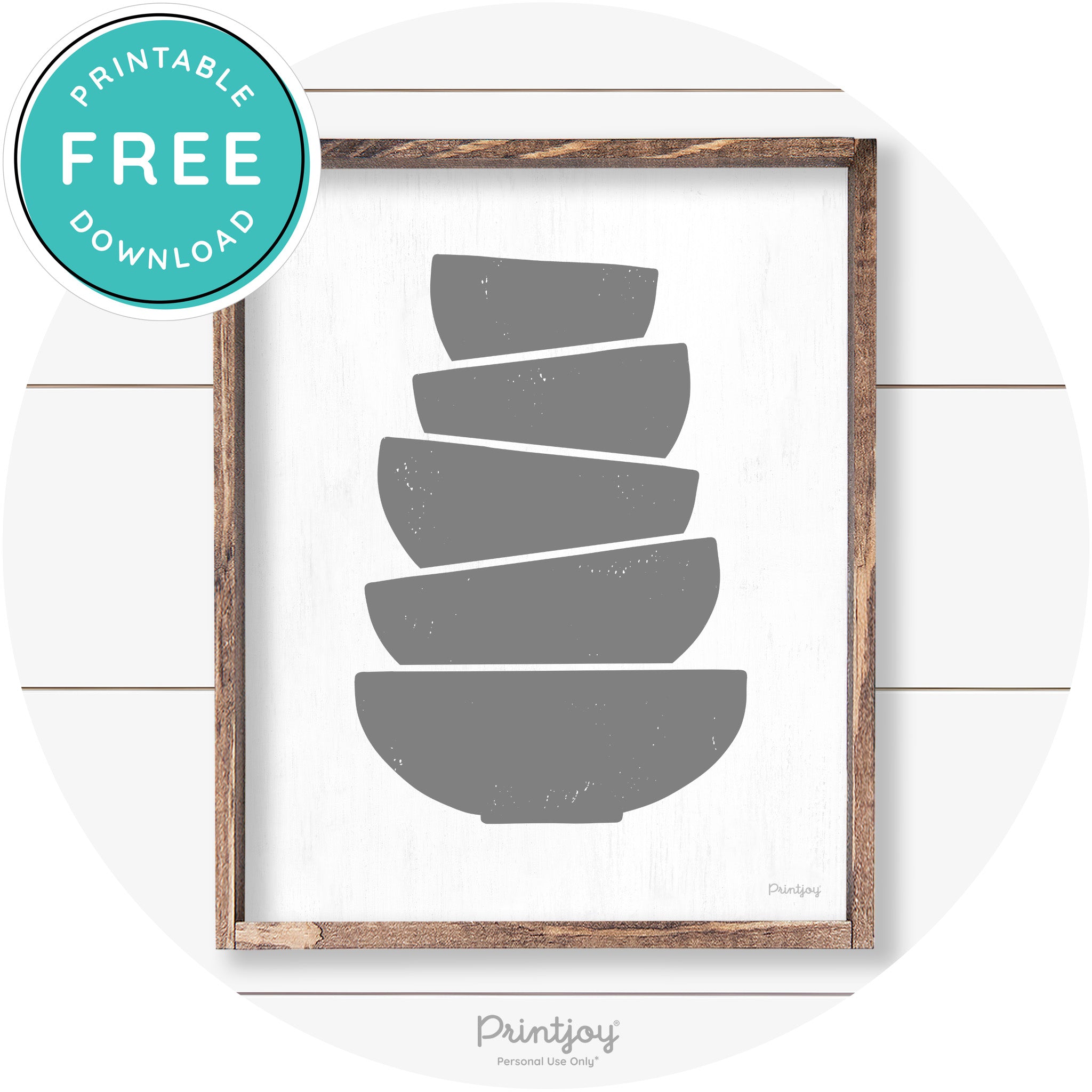 Stacked Bowls Cute Kitchen Farmhouse Wall Art Decor Free Printable - Printjoy