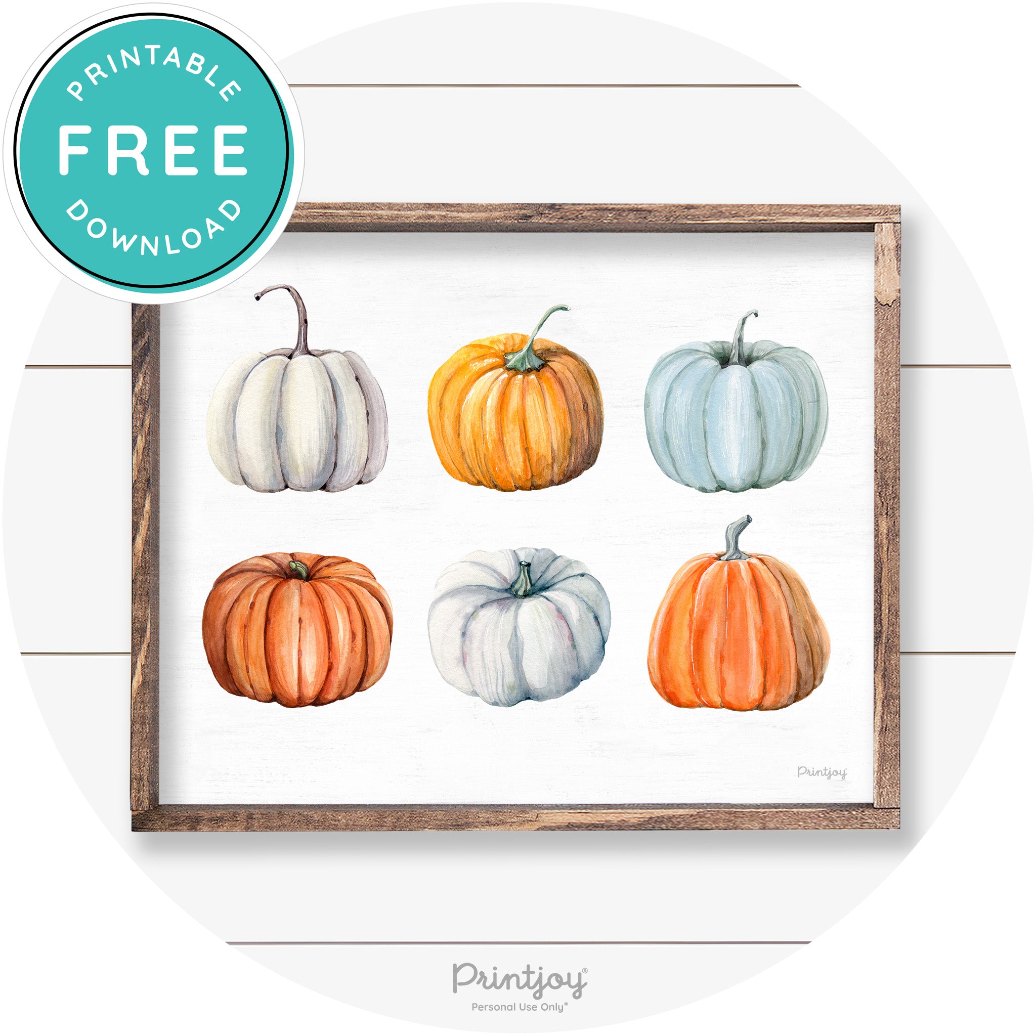 Fall Watercolor Pumpkins Cute Farmhouse Wall Art Free Printable - Printjoy