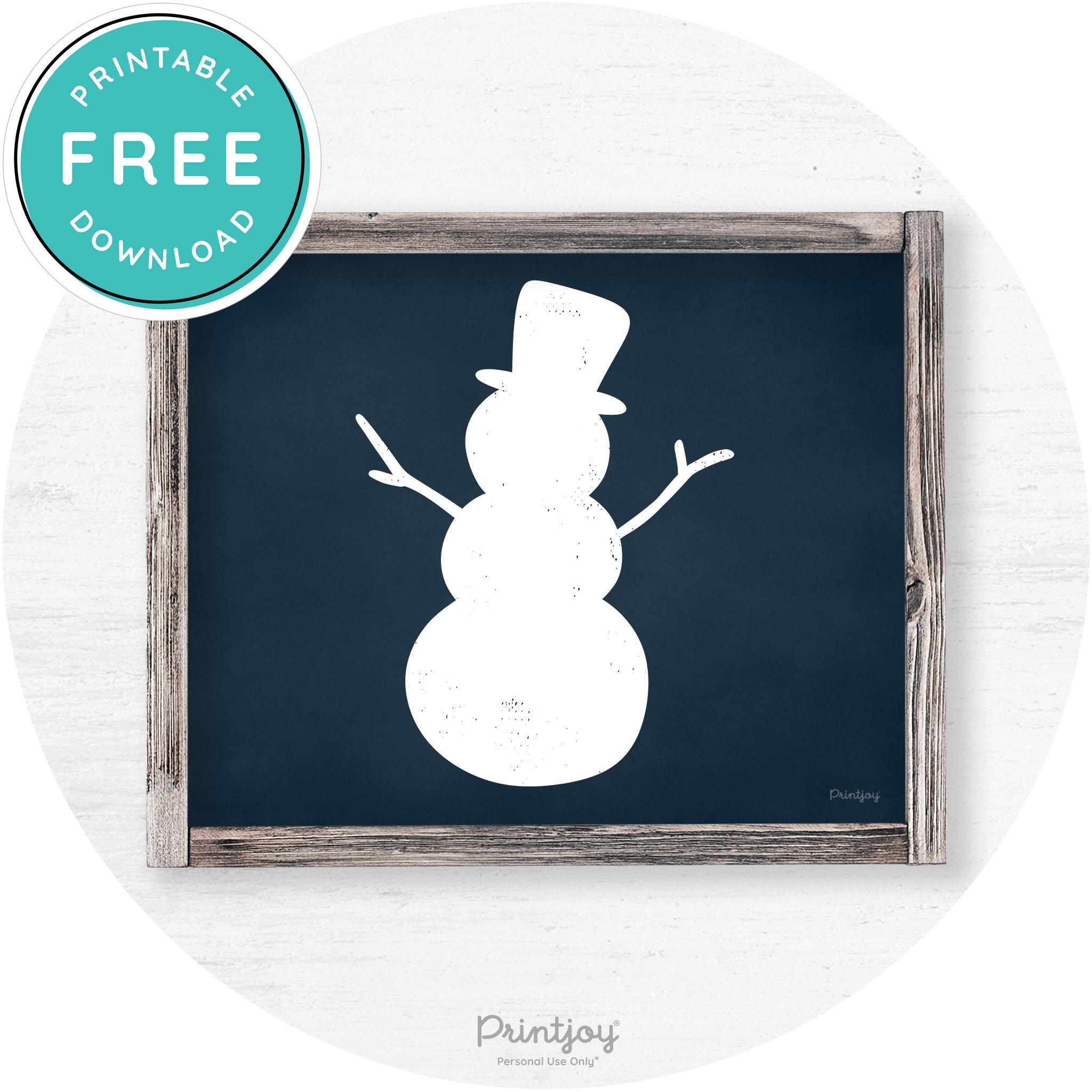 Snowman Silhouette Winter Farmhouse Wall Art Decor Free Printable - Printjoy
