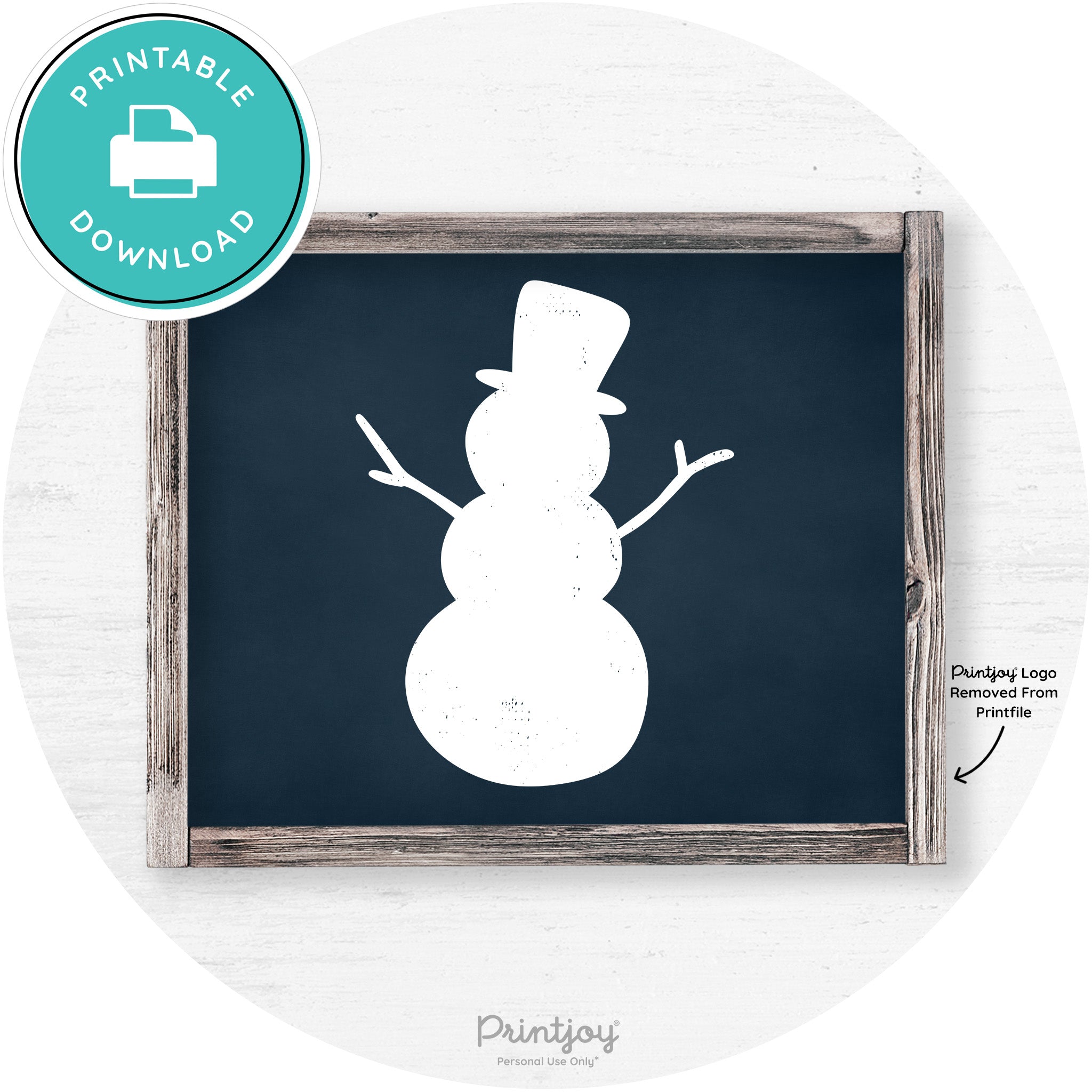 Snowman Silhouette Winter Farmhouse Wall Art Decor Free Printable - Printjoy