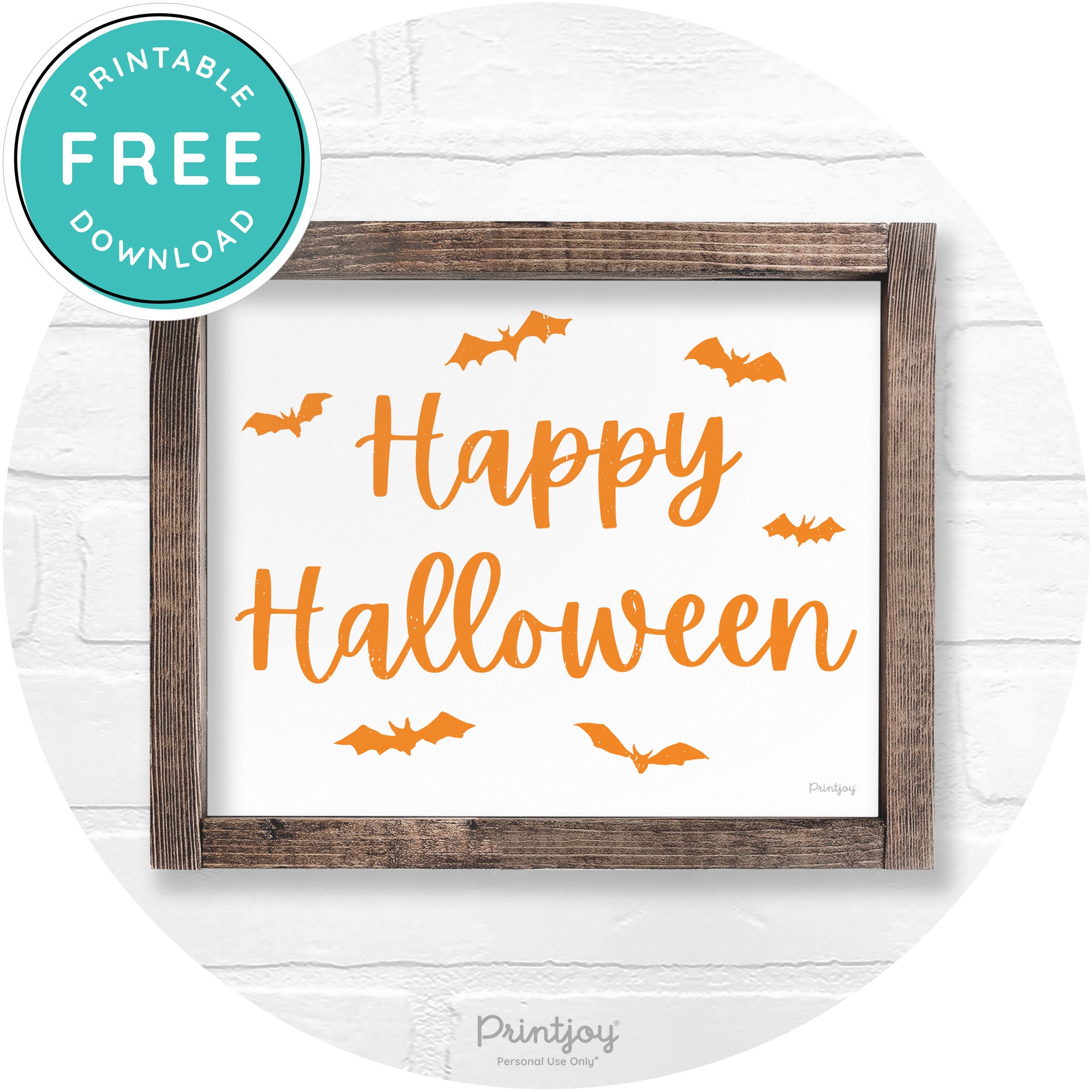 Happy Halloween Bats Rustic Farmhouse Wall Art Free Printable - Printjoy