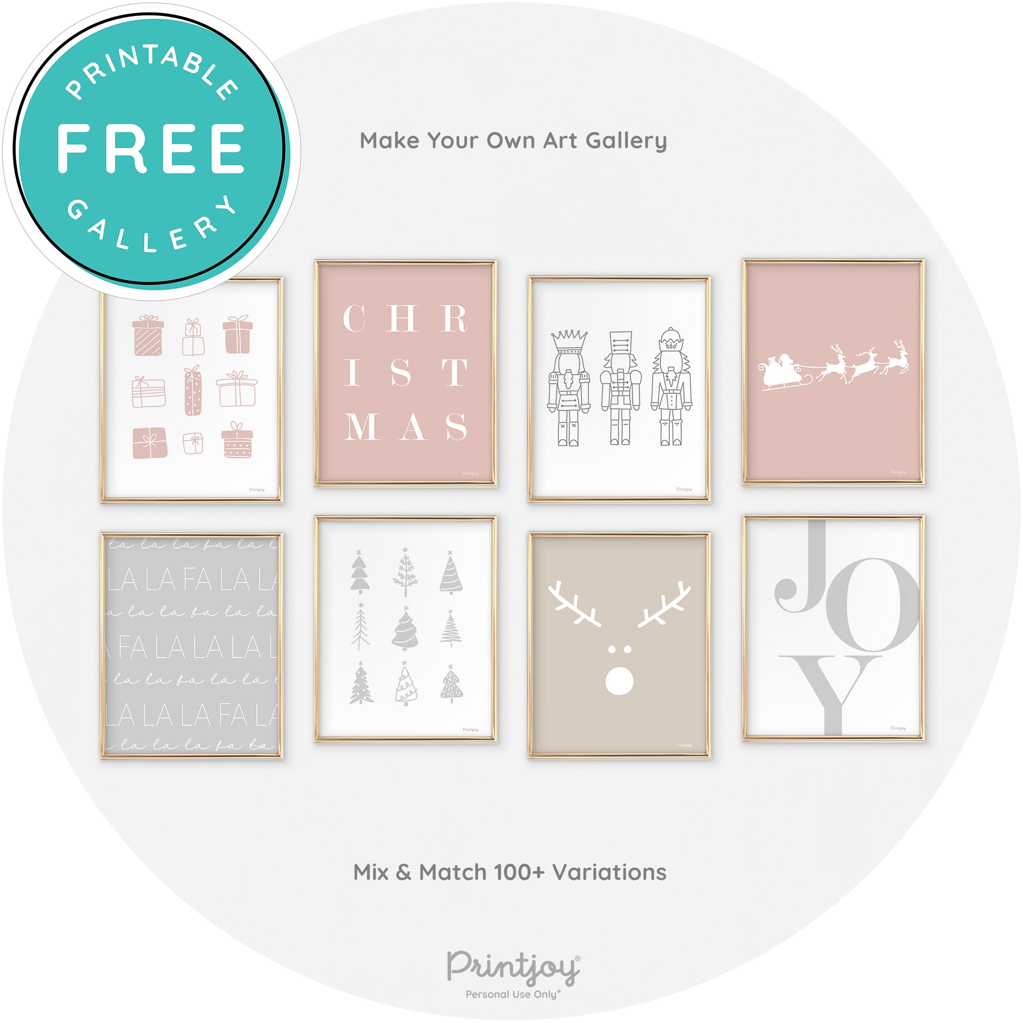 Simple Rudolph Reindeer Face Cute Chic Wall Art Free Printable - Printjoy