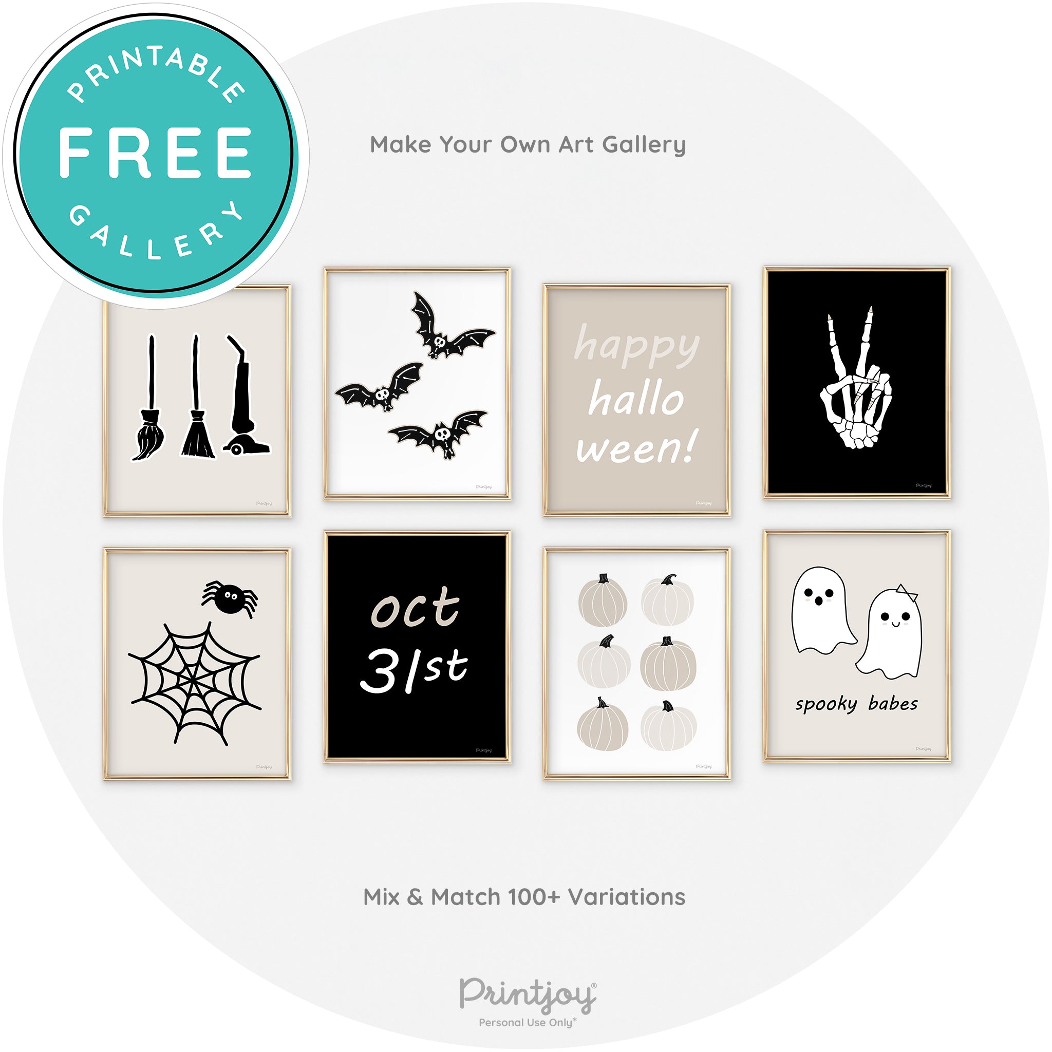Spider Web Fun Cute Chic Halloween Wall Art Decor Free Printable - Printjoy