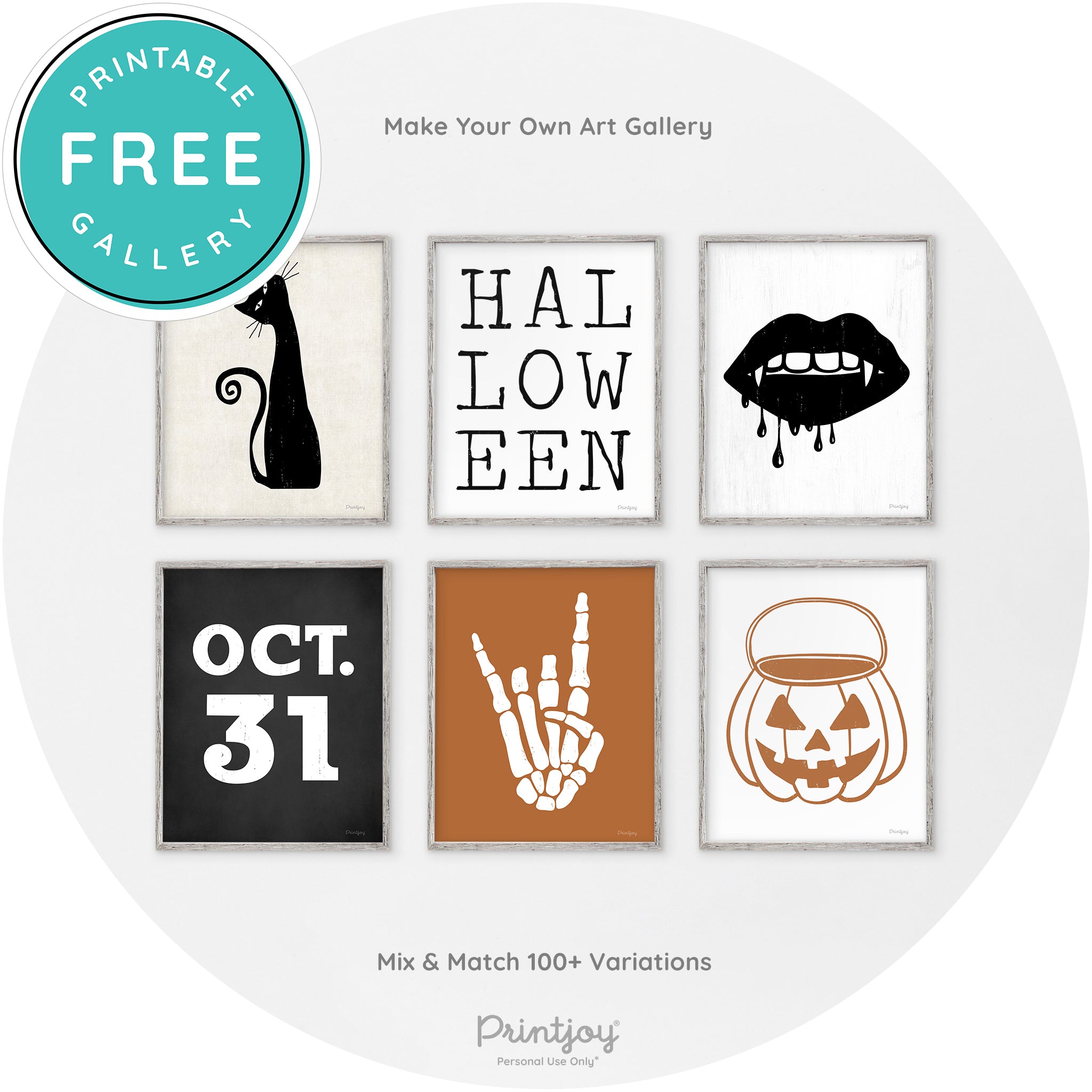 Dracula Fangs Teeth Modern Vintage Halloween Wall Art Free Printable - Printjoy