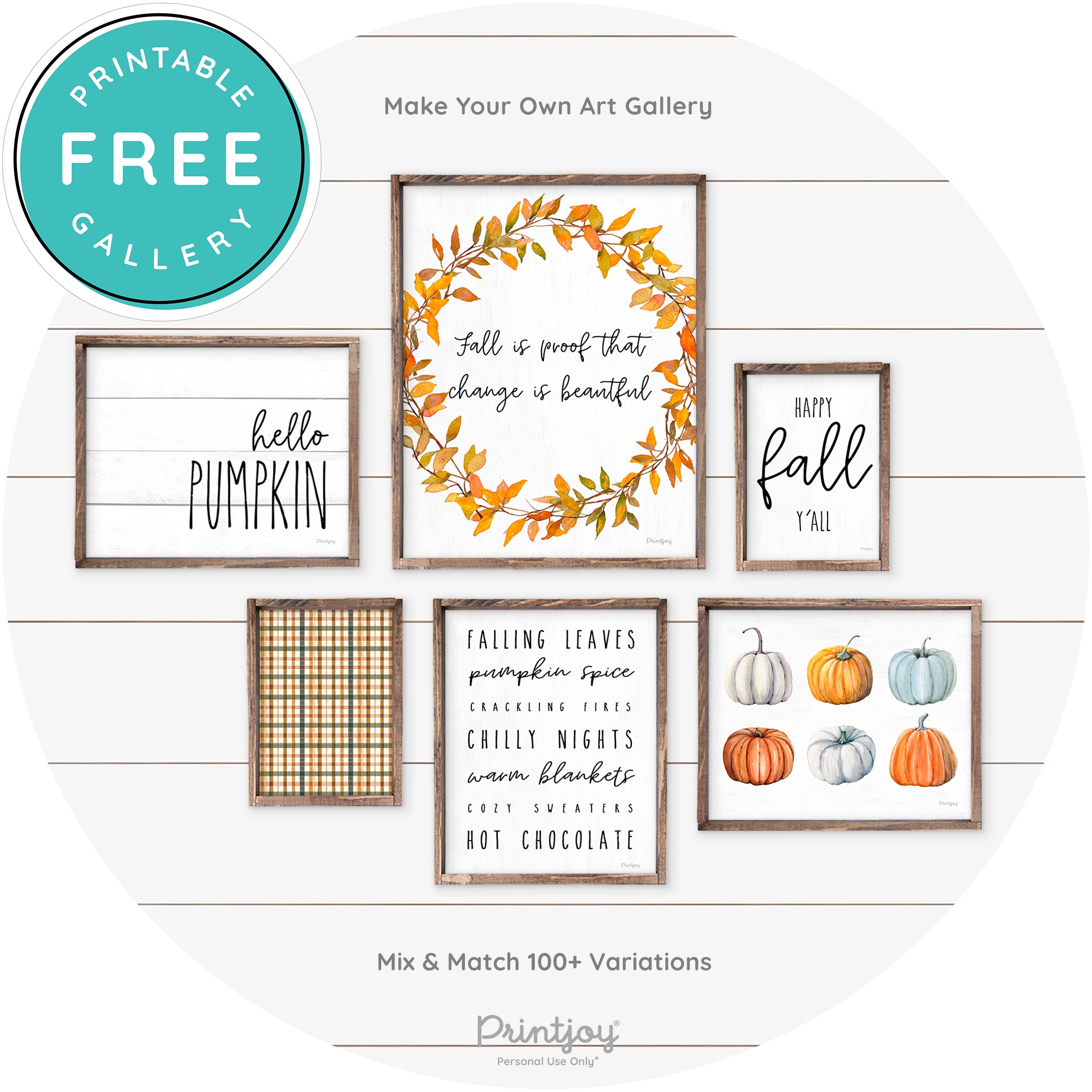 Fall Watercolor Pumpkins Cute Farmhouse Wall Art Free Printable - Printjoy