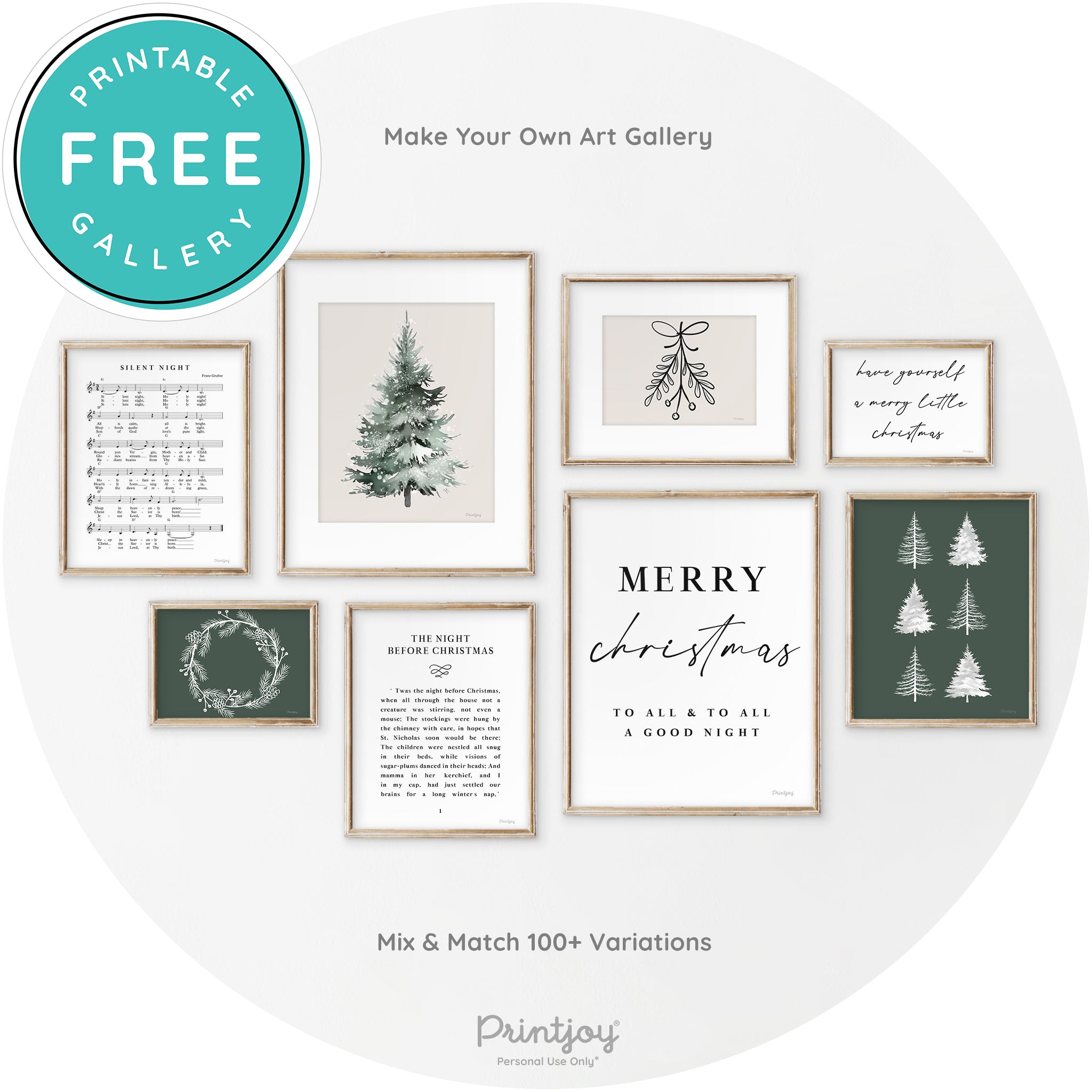 Christmas Trees Silhouette Modern Transitional Wall Art Free Printable - Printjoy