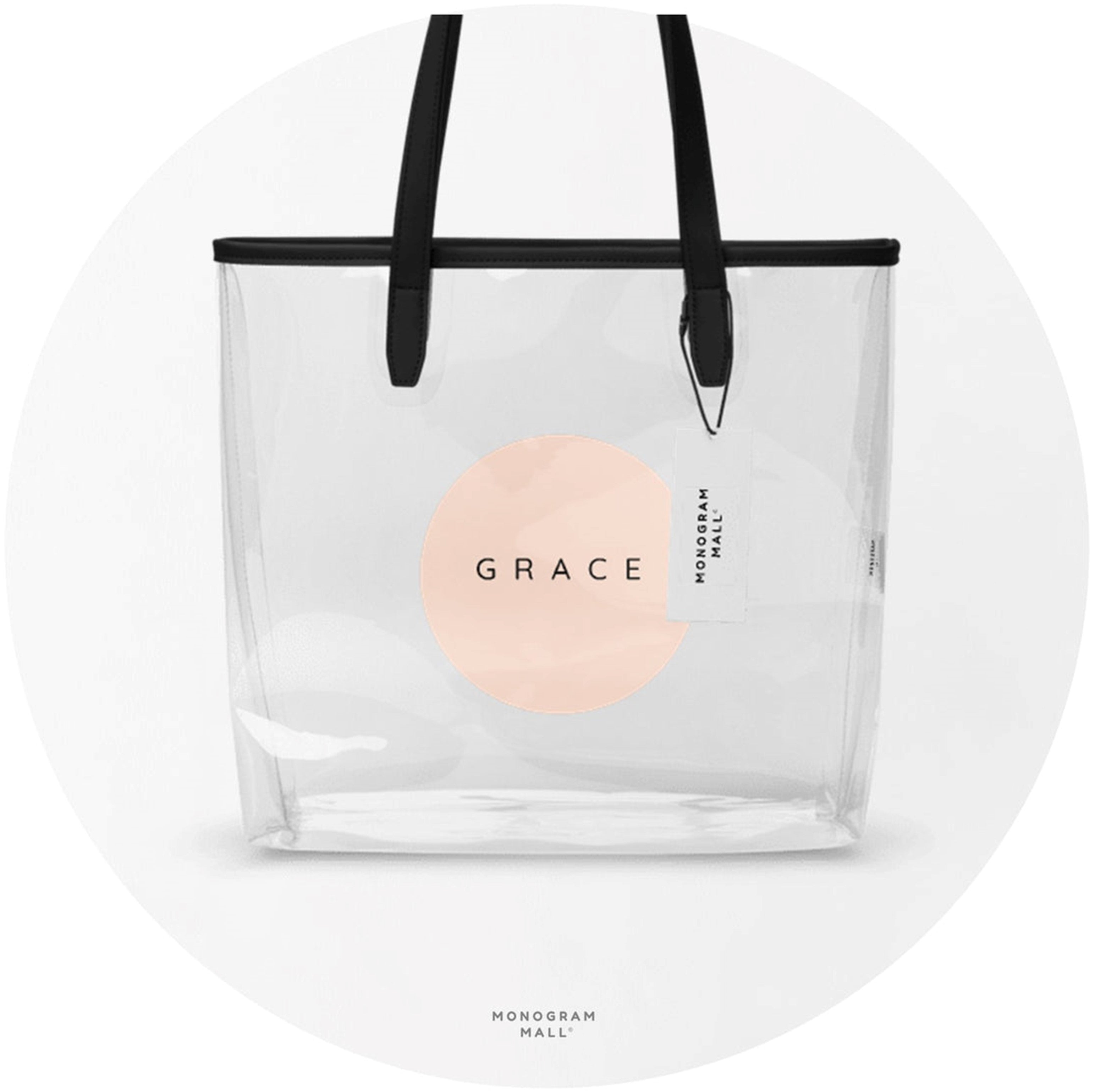 Dainty Circle Personalized Monogram Name Clear Tote Bag - Printjoy