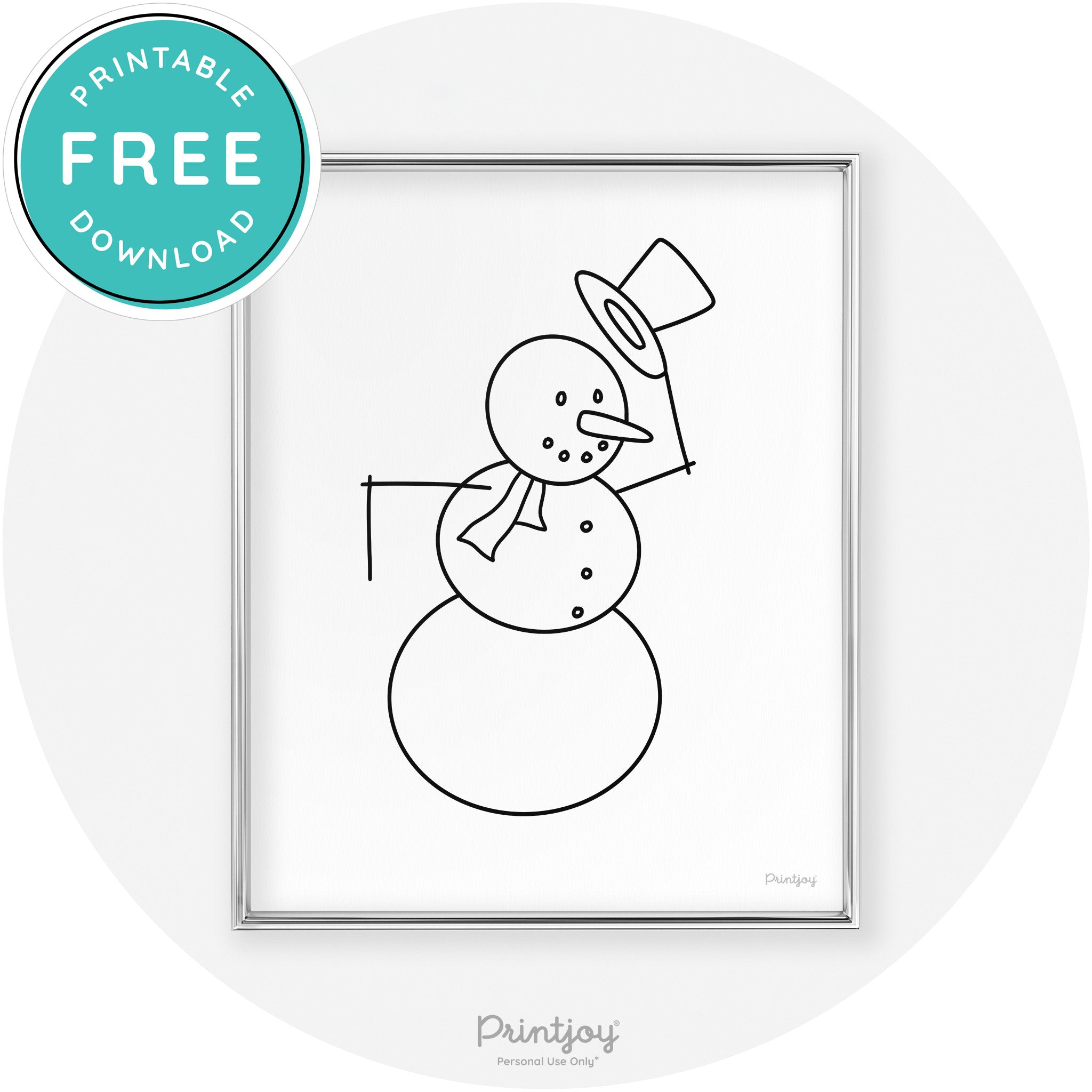 Snowman Line Art Cute Winter Modern Chic Wall Art Free Printable - Printjoy
