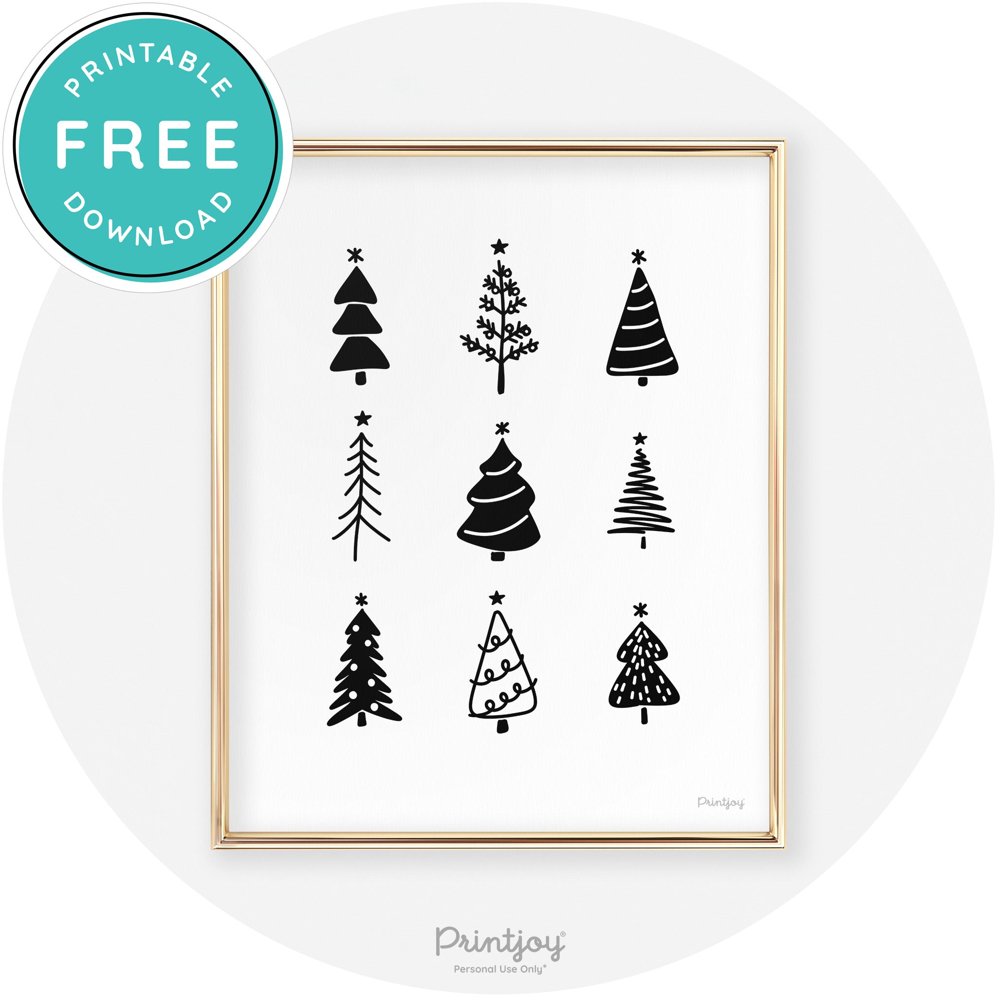 Christmas Trees Cute Modern Chic Wall Art Decor Free Printable - Printjoy
