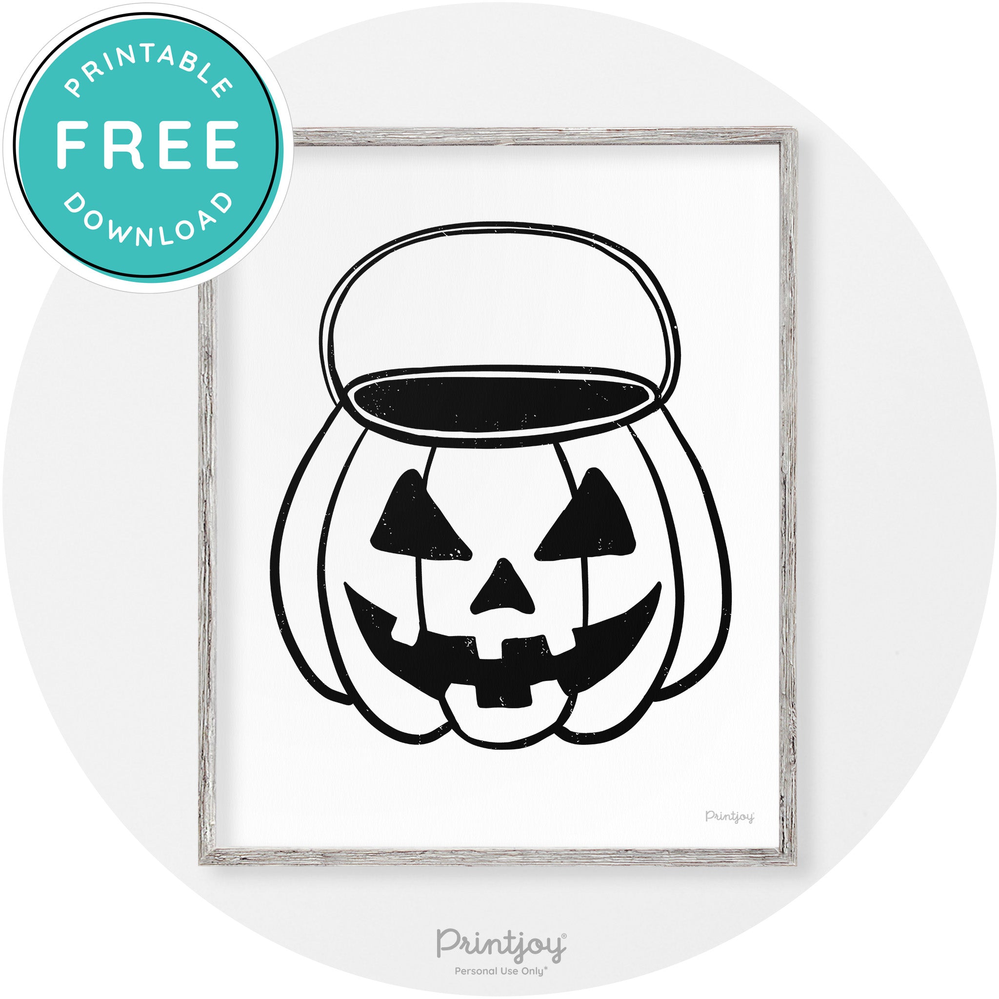 Jack O Lantern Treat Bucket Vintage Halloween Wall Art Free Printable - Printjoy