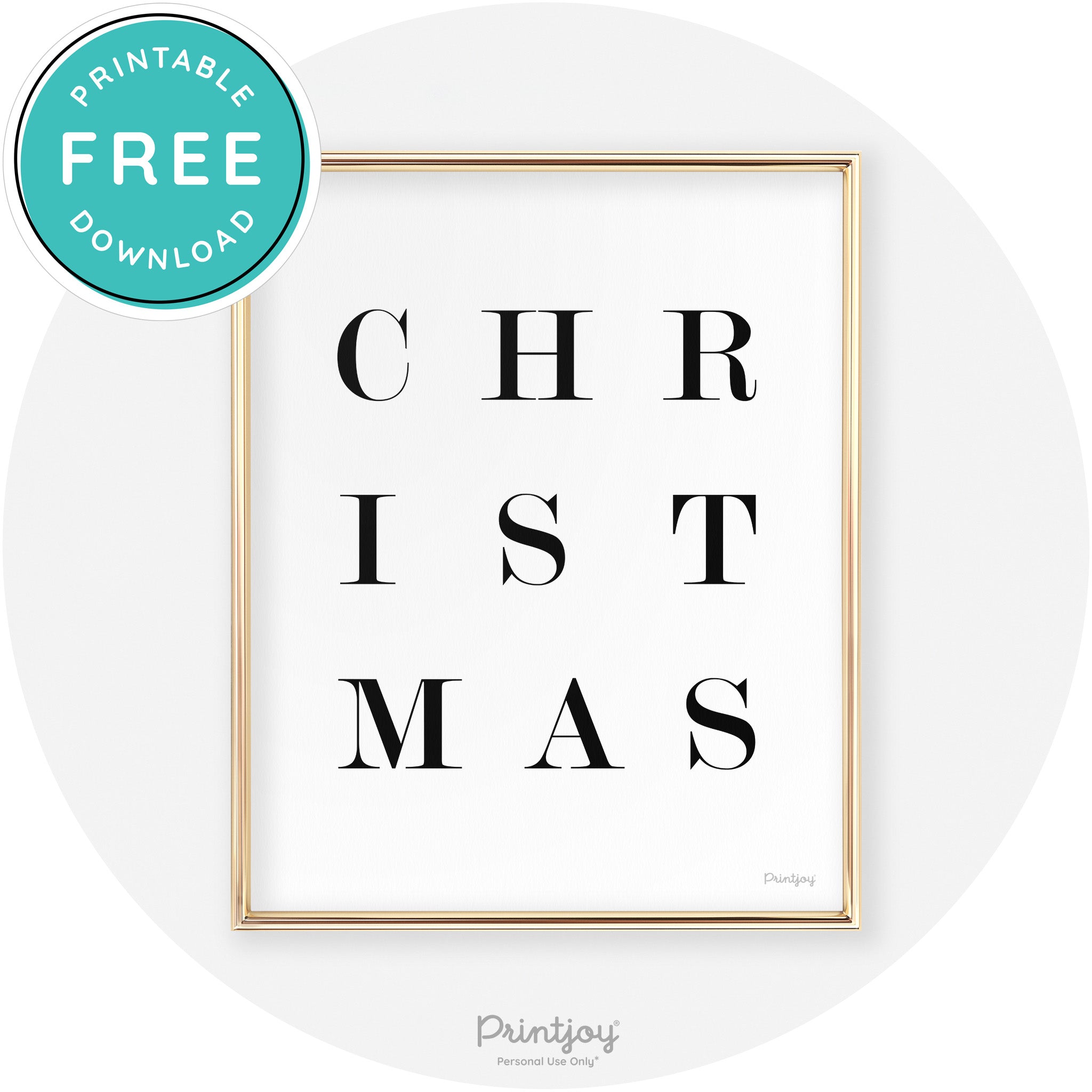 Christmas Typography Cute Modern Chic Decor Wall Art Free Printable - Printjoy