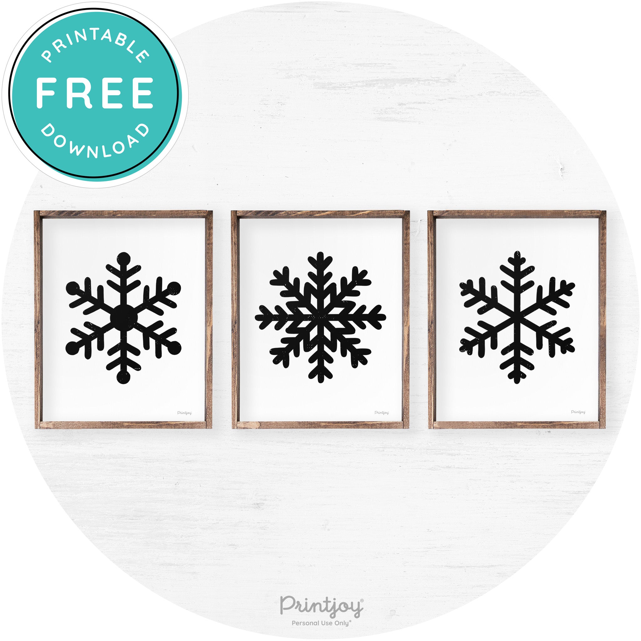 Snowflake Silhouettes Set Of 3 Christmas Farmhouse Art Free Printable - Printjoy
