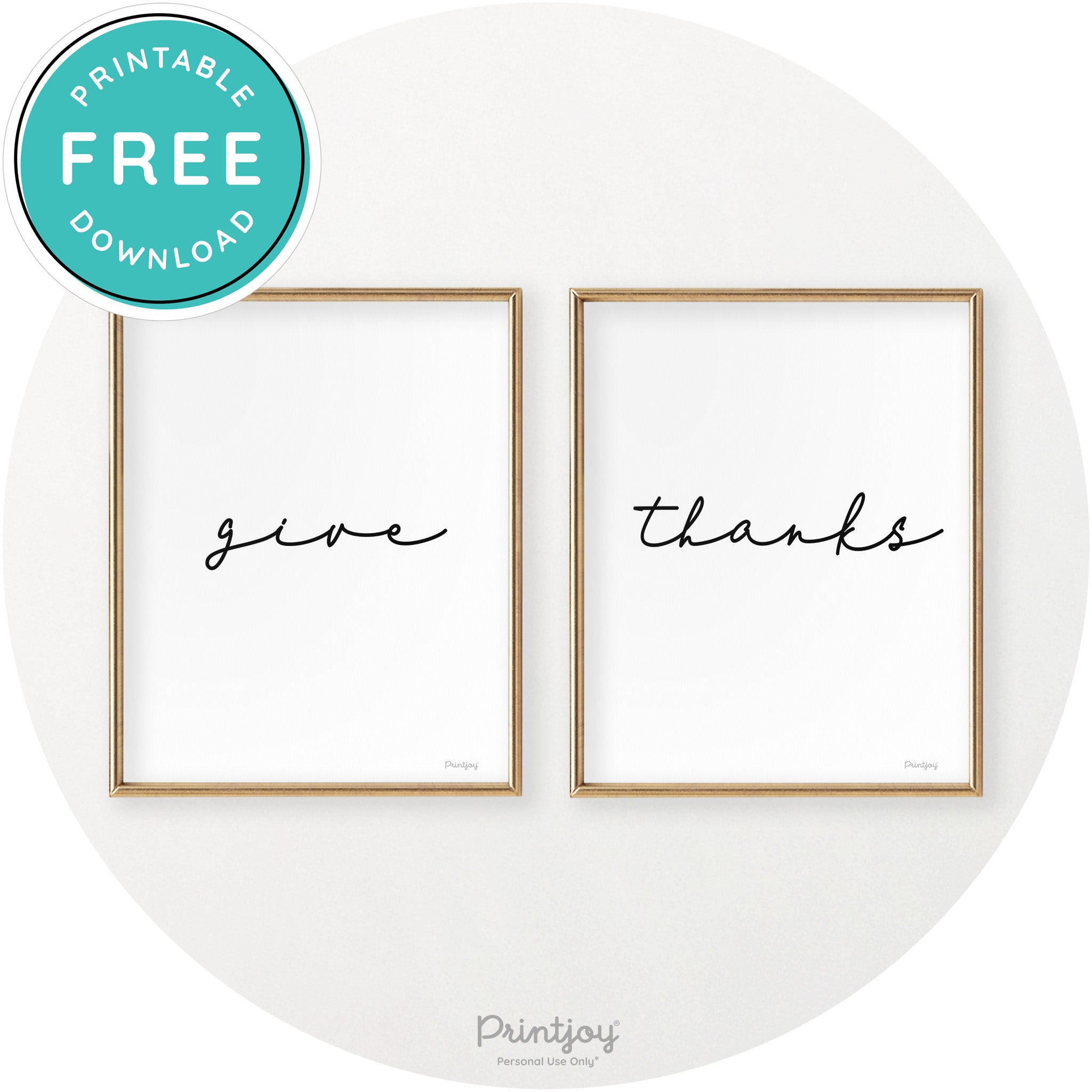 Give Thanks Set Of 2 Thanksgiving Chic Wall Art Decor Free Printable - Printjoy