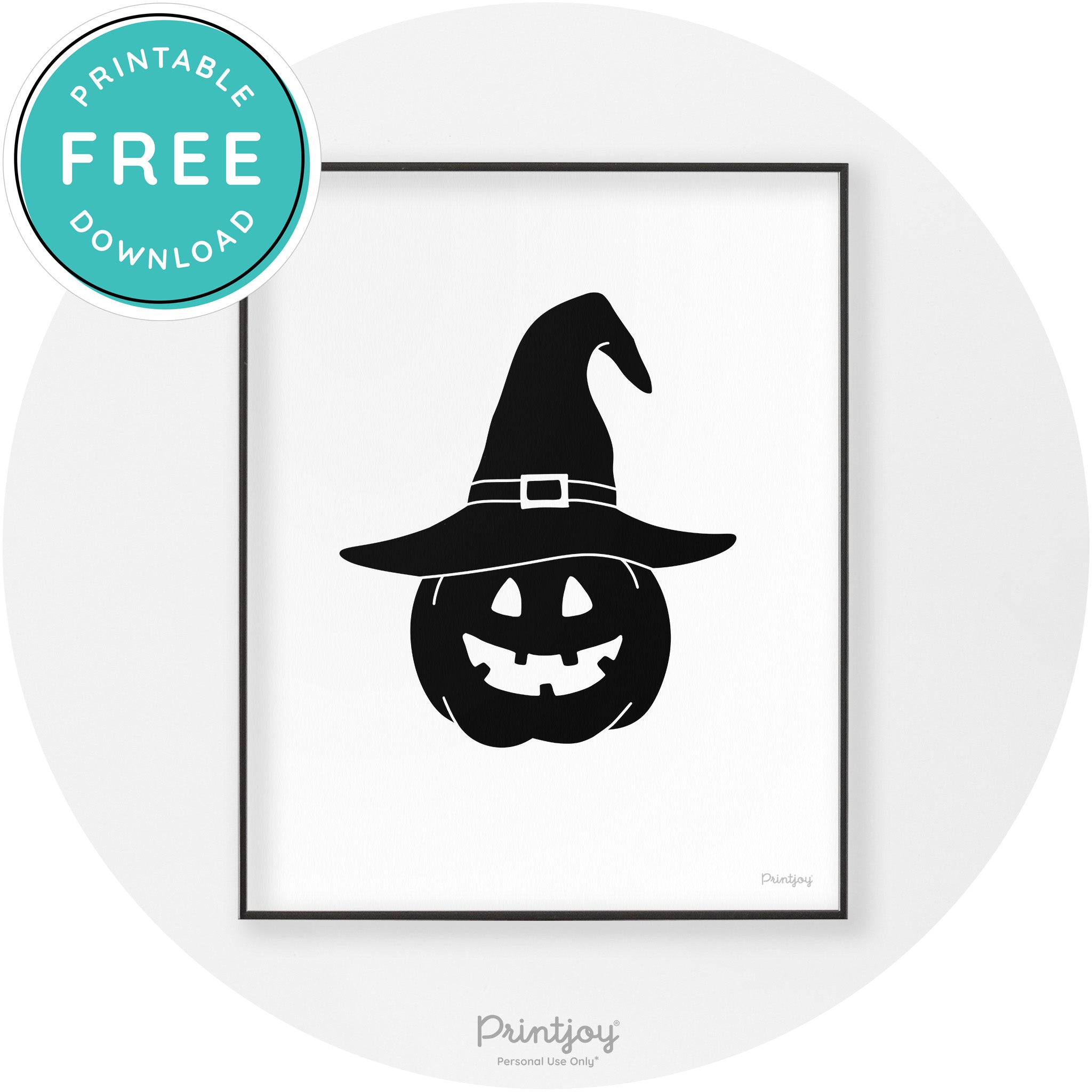 Halloween Cute Witch Jack O Lantern Chic Wall Art Printable - Printjoy