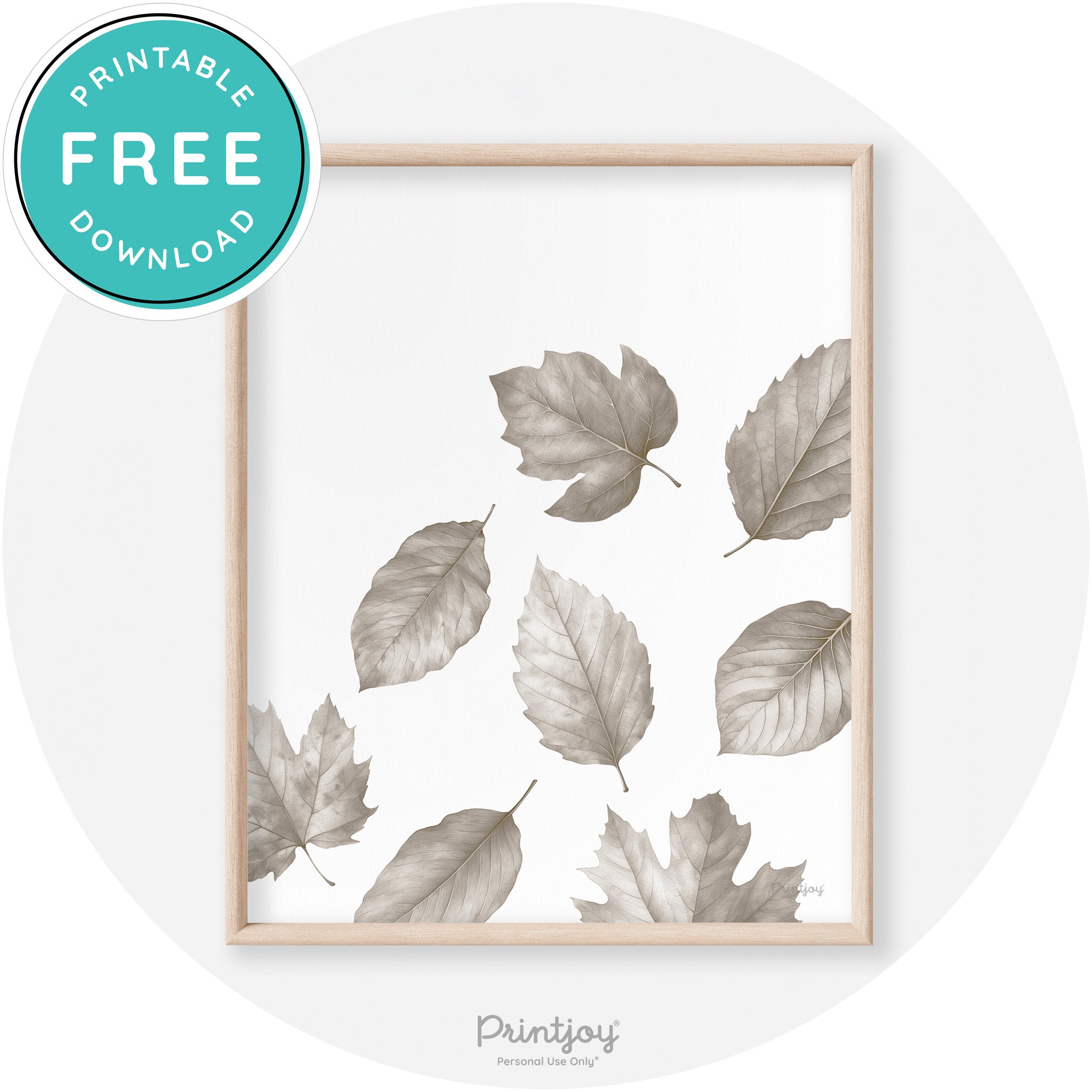 Fall Leaves Neutral Watercolor Transitional Wall Art Free Printable