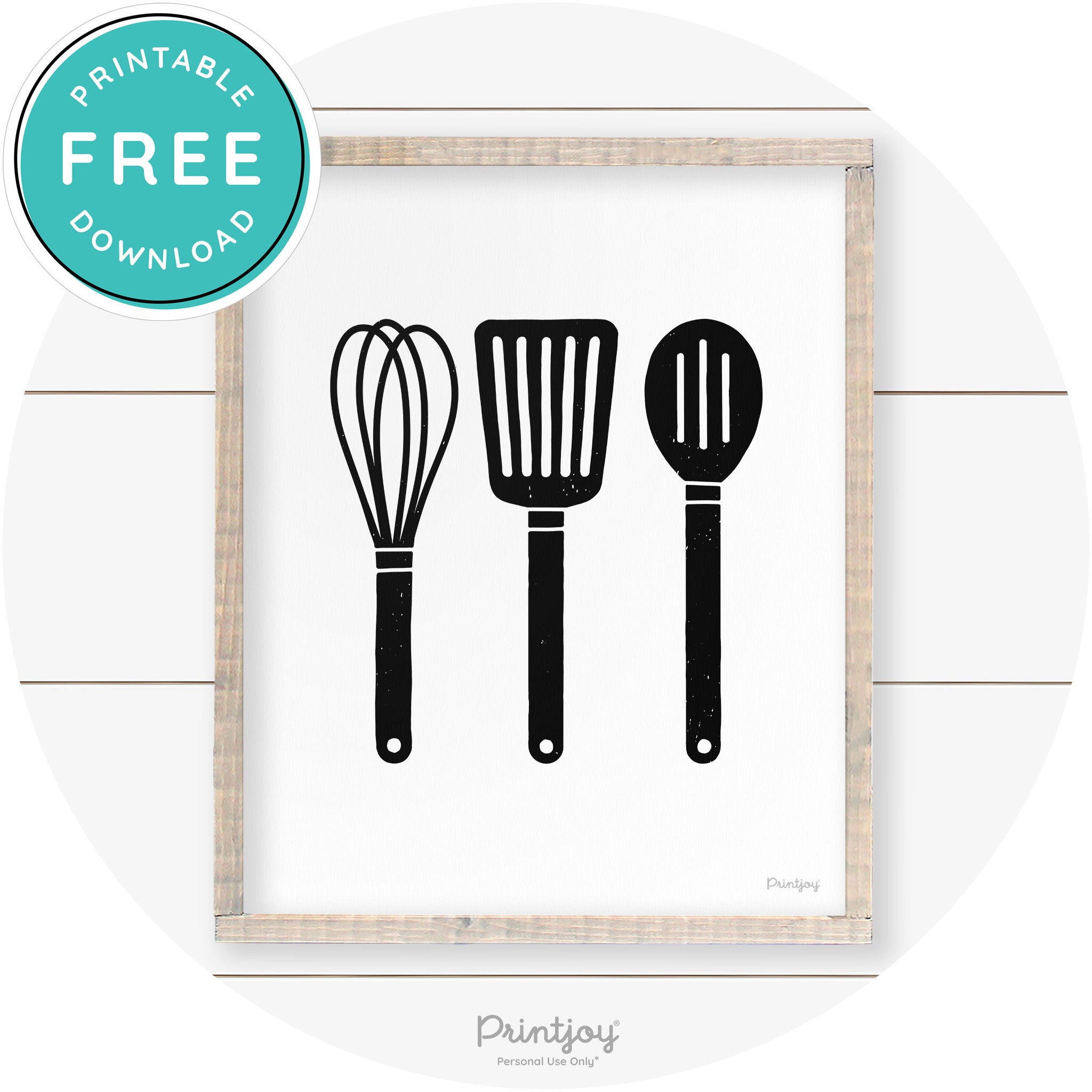 Whisk Spatula Spoon Kitchen Utensils Farmhouse Wall Art Free Printable - Printjoy