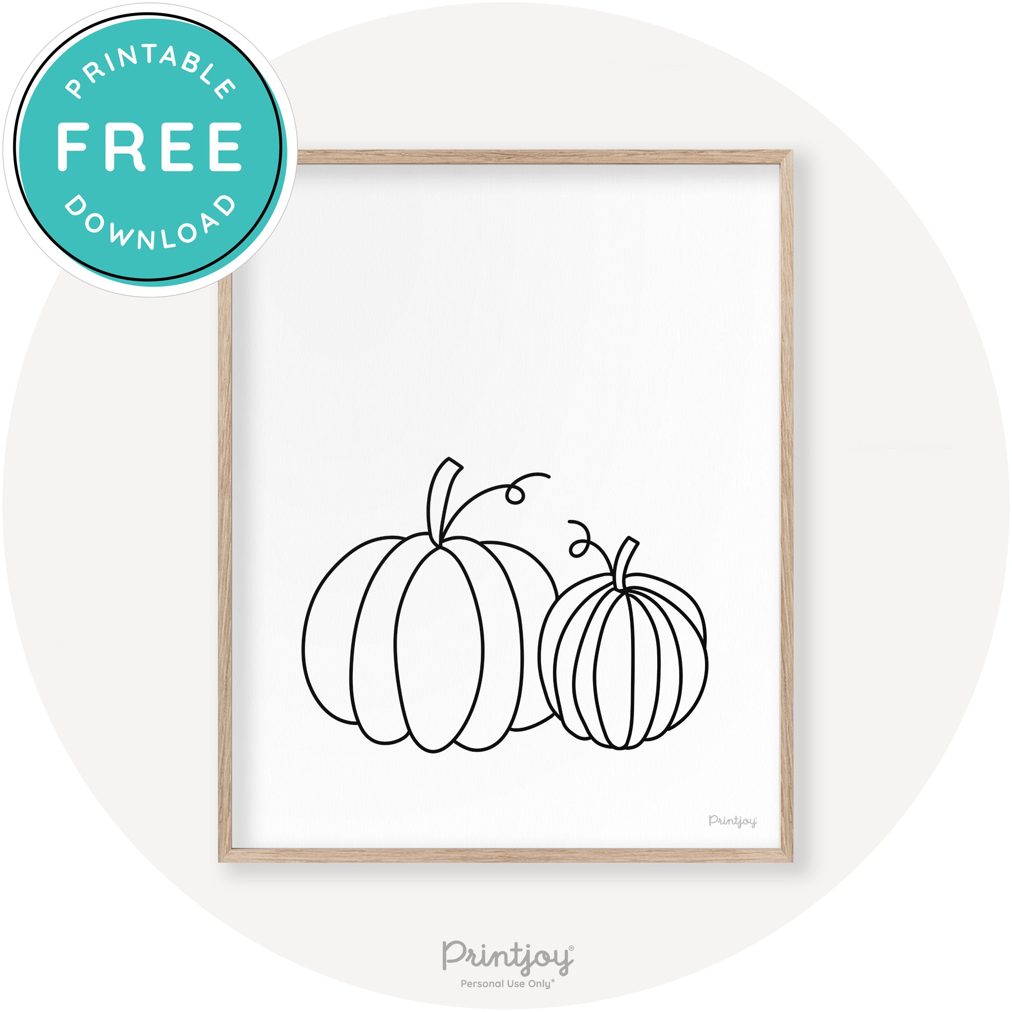Pumpkin Pair Line Art Cute Fall Modern Chic Wall Art Printable - Printjoy