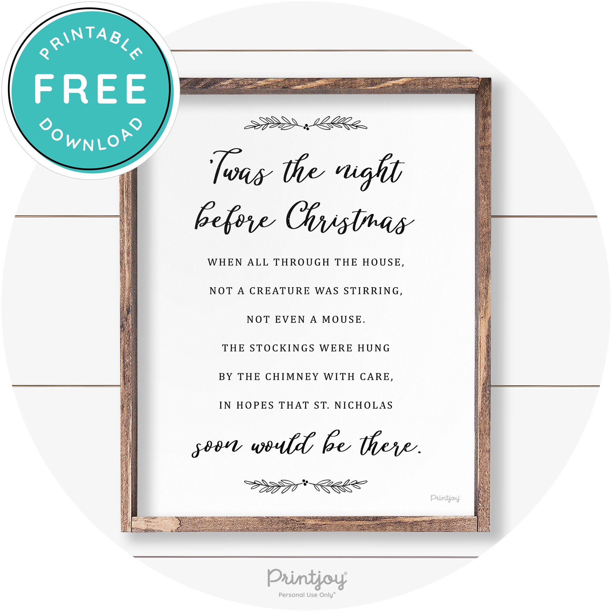 'Twas The Night Before Christmas Farmhouse Wall Art Free Printable - Printjoy
