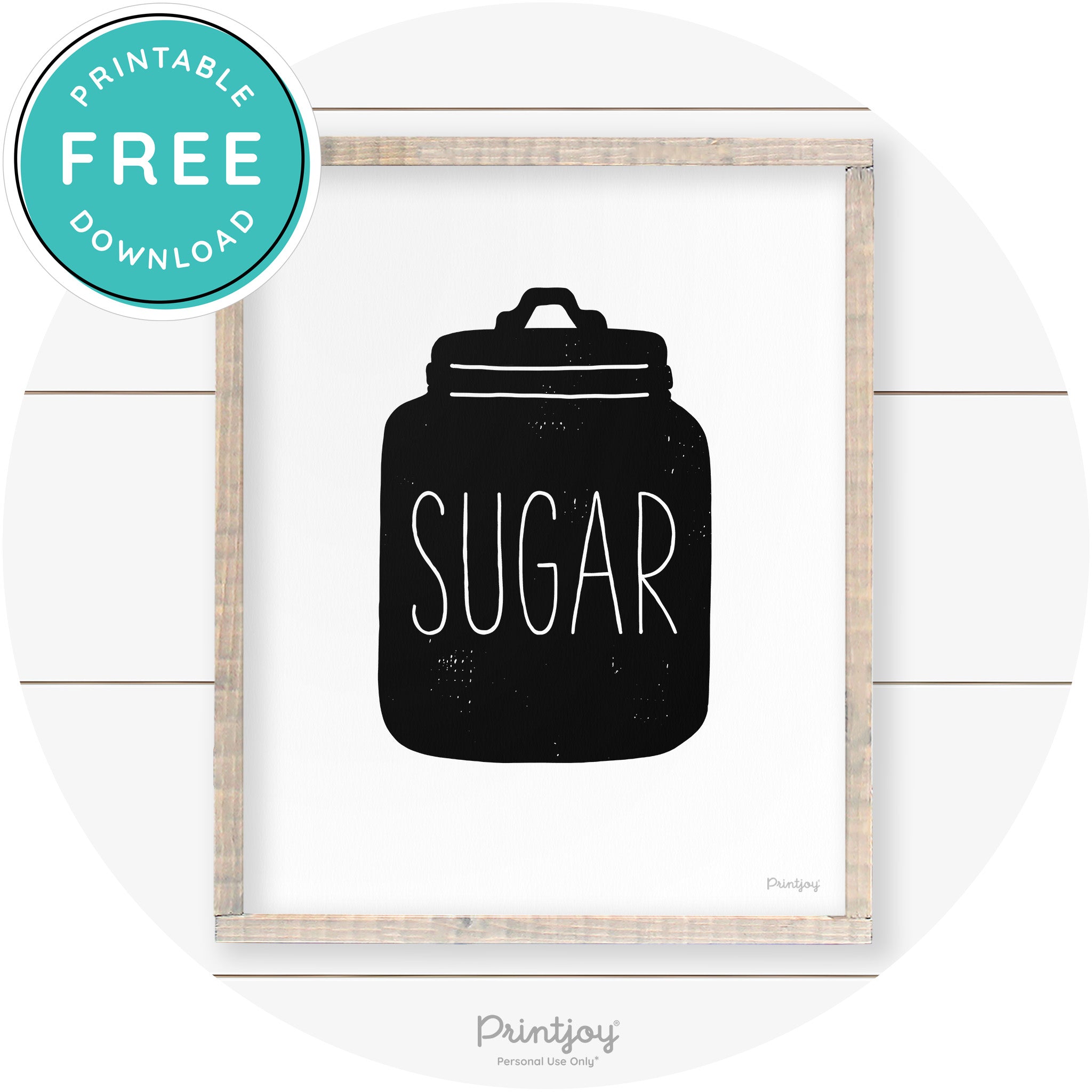Sugar Jar Silhouette Kitchen Cute Farmhouse Wall Art Free Printable - Printjoy