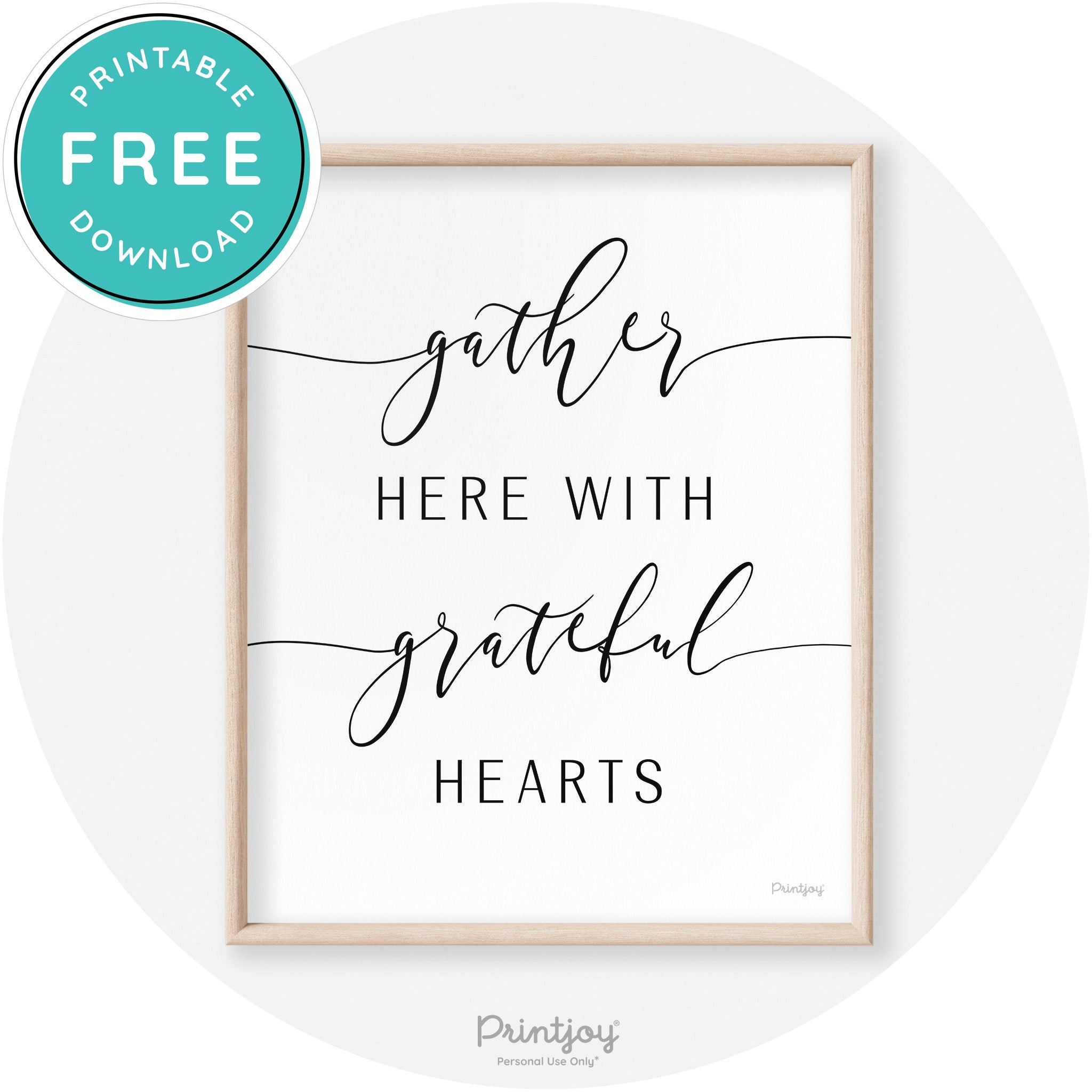 Gather Here Grateful Hearts Thanksgiving Transitional Art Free Printable - Printjoy