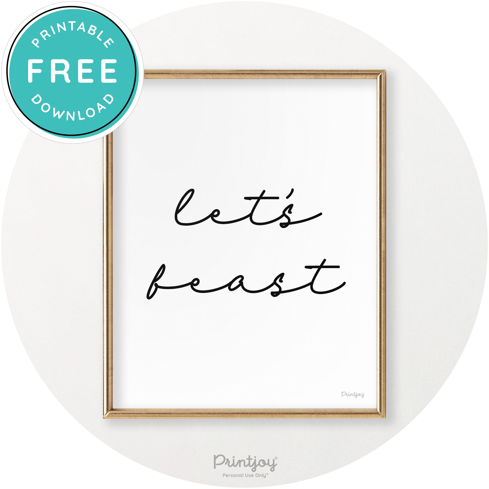 Let's Feast Cute Thanksgiving Modern Chic Wall Art Printable - Printjoy