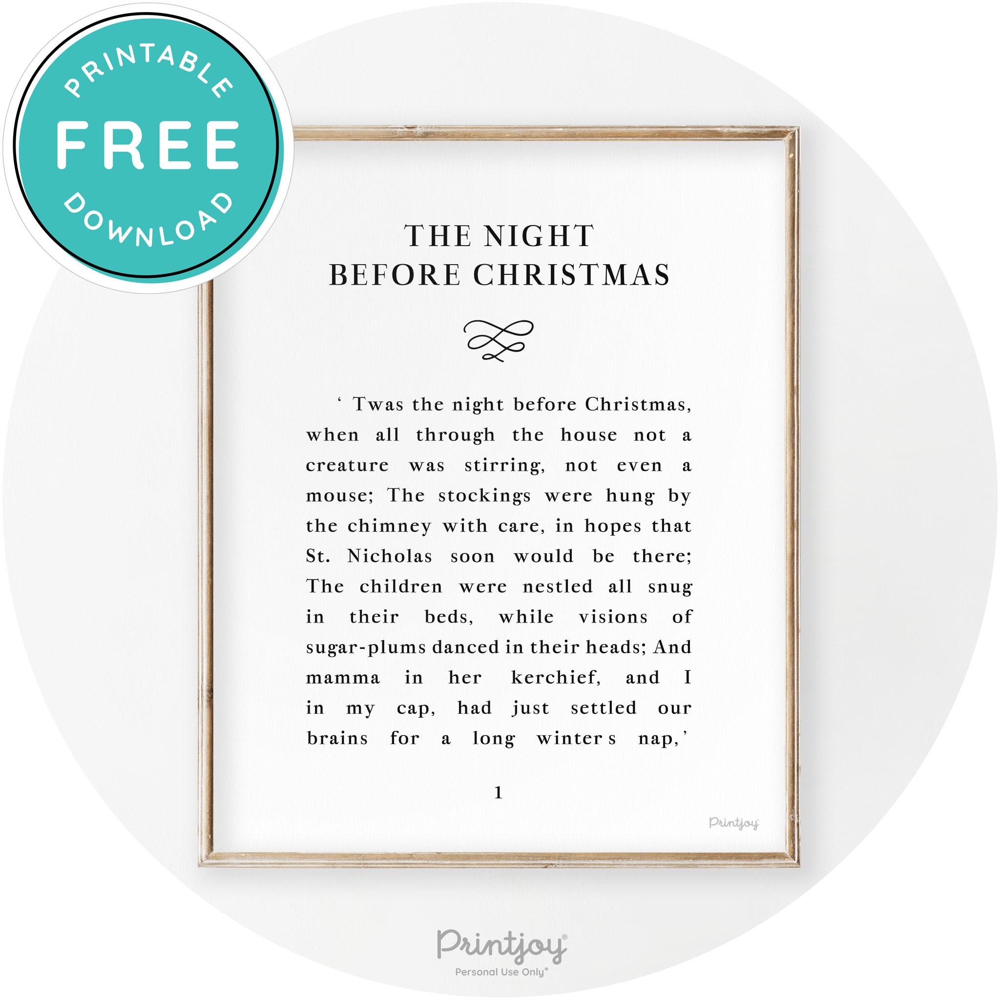 Twas The Night Before Christmas Transitional Wall Art Free Printable