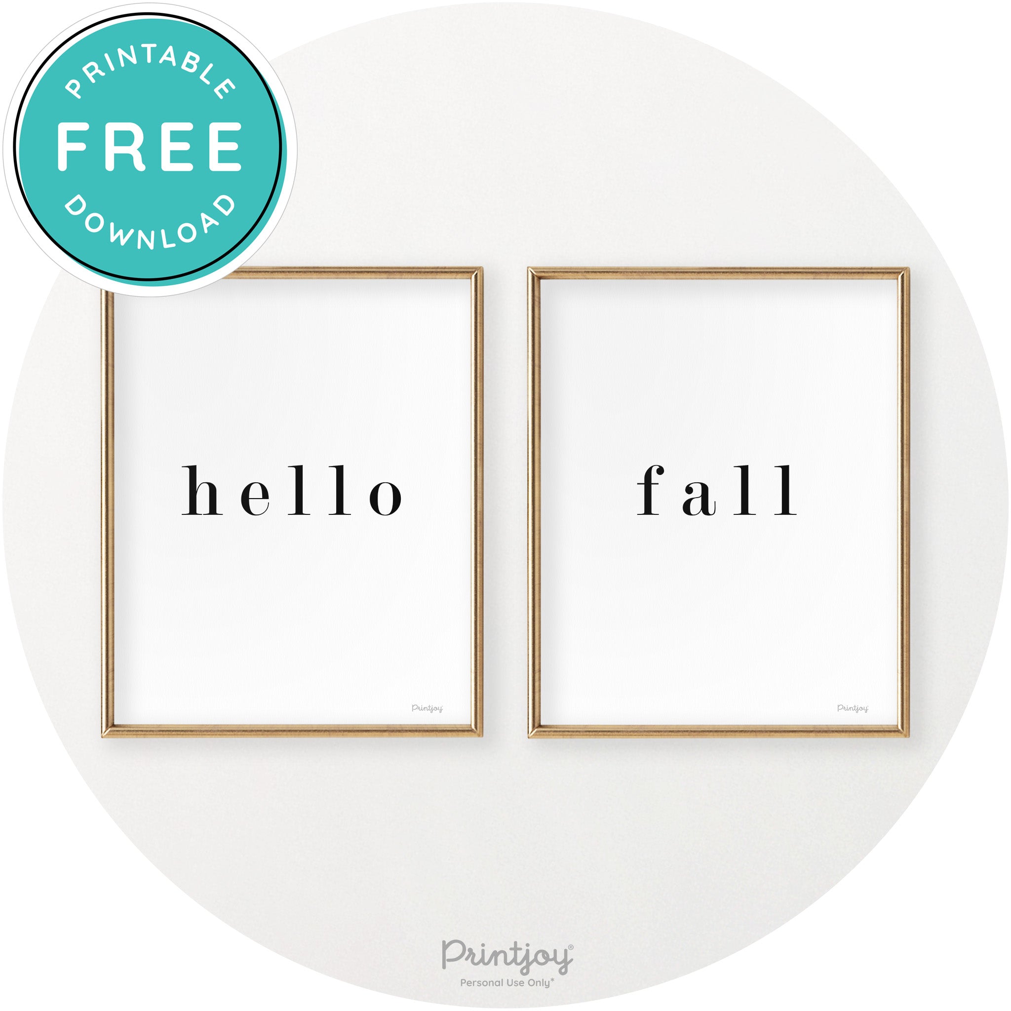 Hello Fall Set Of 2 Simple Modern Chic Wall Art Decor Free Printable - Printjoy