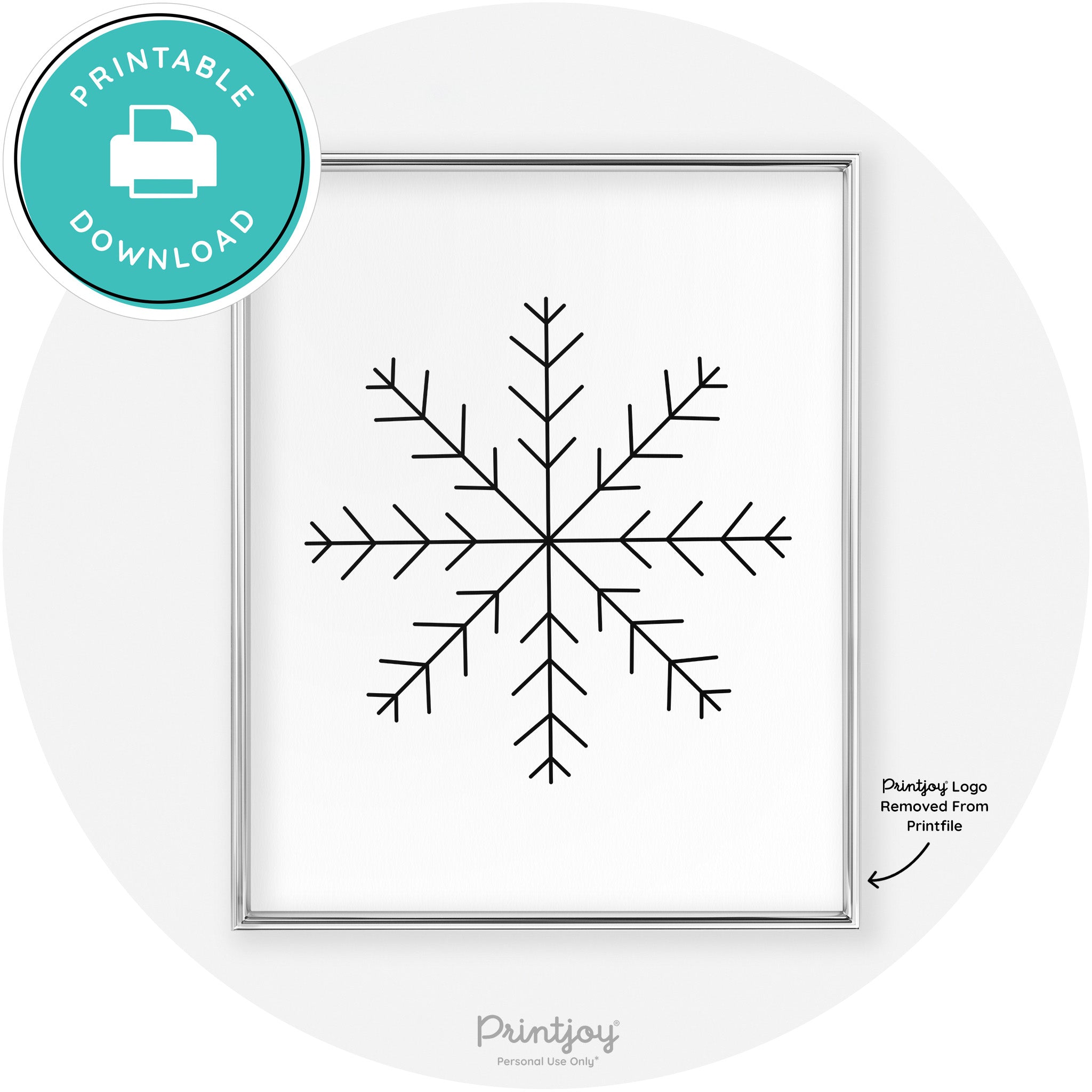 Snowflake Line Art Cute Winter Modern Chic Wall Art Free Printable - Printjoy